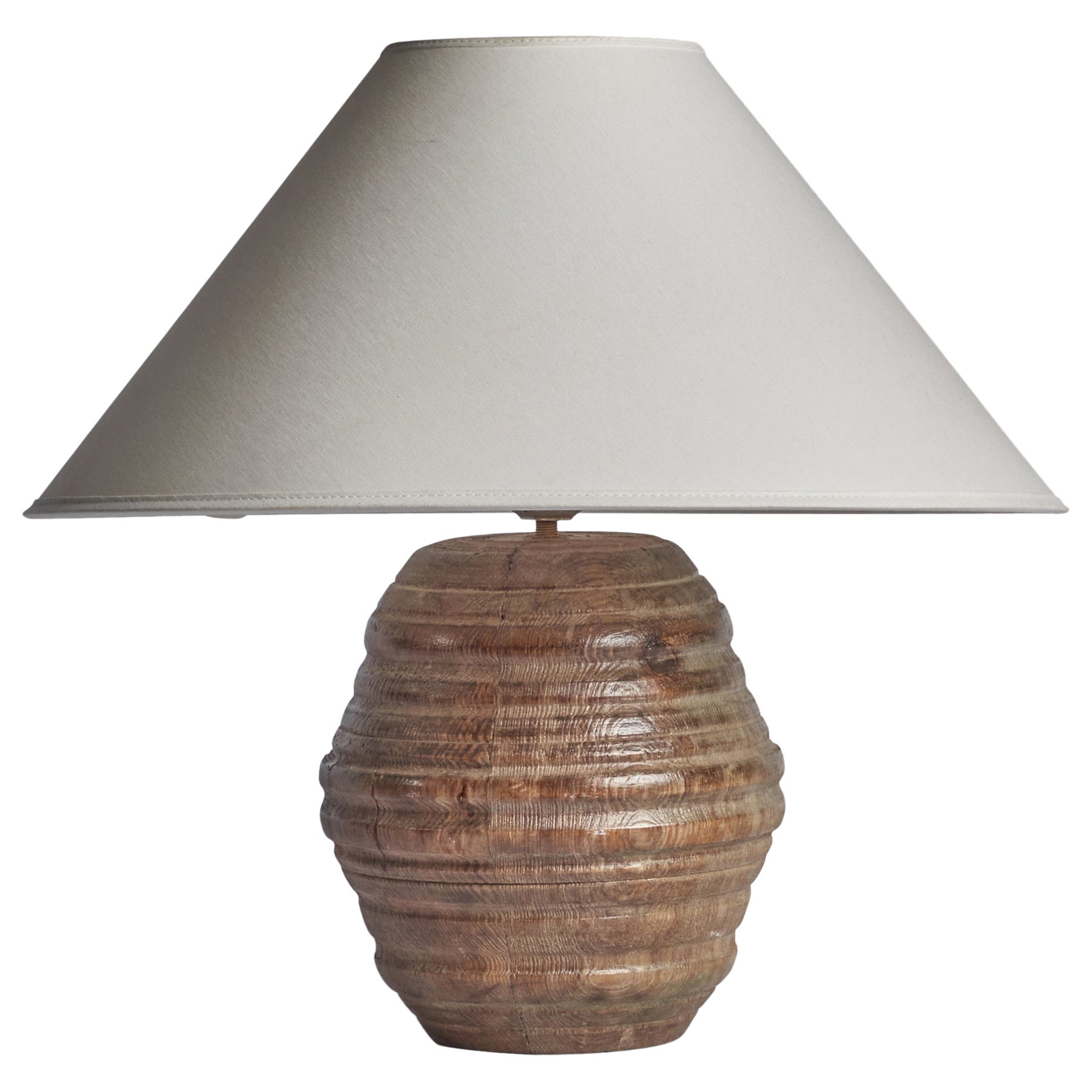 Schwedische Designerin, Tischlampe, Holz, Schweden, 1950er Jahre