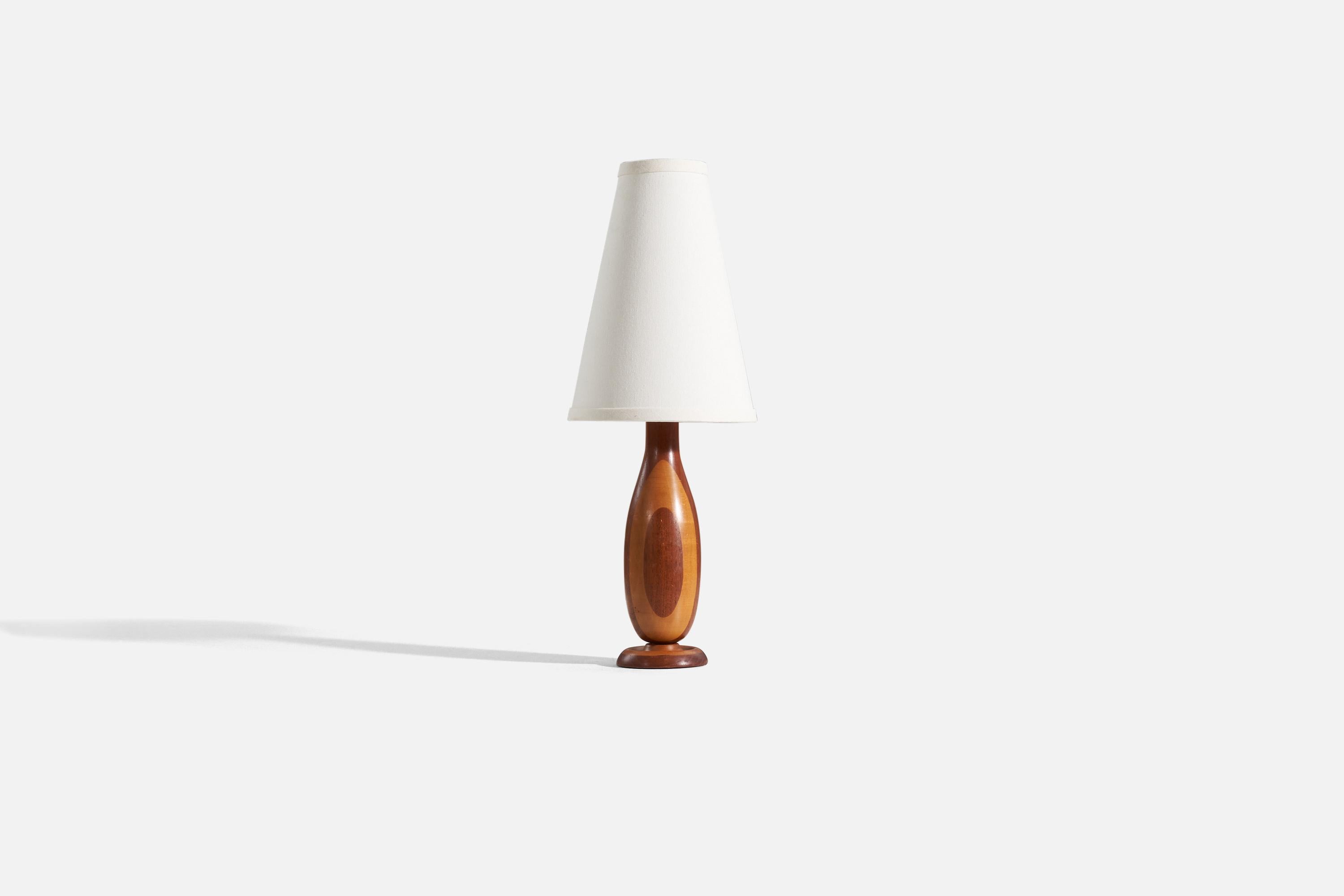 Mid-Century Modern Swedish Designer, Table Lamp, Wood, Sweden, 1960s For Sale