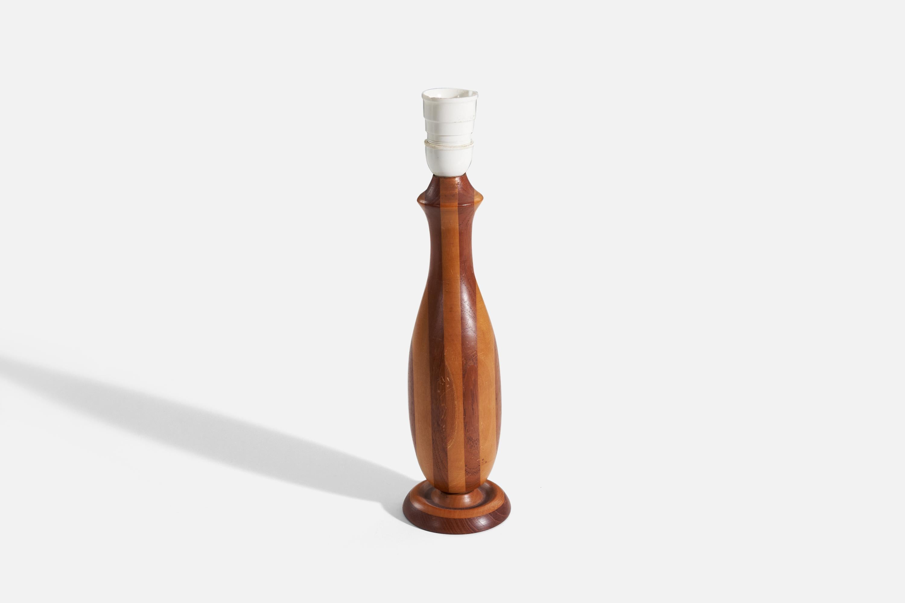 Mid-20th Century Swedish Designer, Table Lamp, Wood, Sweden, 1960s For Sale