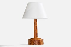 Swedish Designer, Table Lamp, Wood, Sweden, 1970s