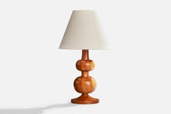Swedish Designer, Table Lamp, Wood, Sweden, 1970s