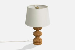 Swedish Designer, Table Lamp, Wood, Sweden, 1970s
