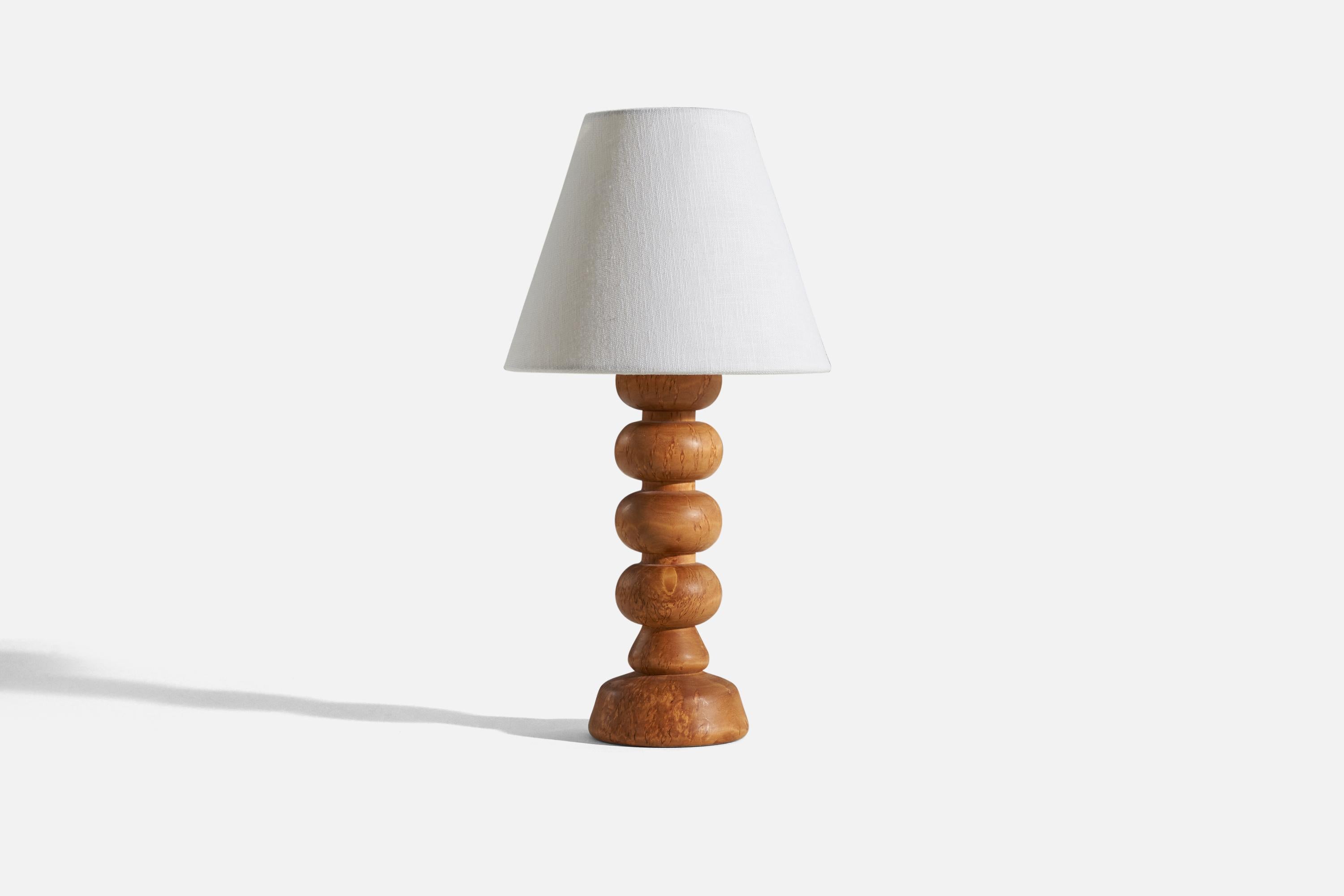 Mid-Century Modern Swedish Designer, Table Lamp, Wood, Sweden, 1970s For Sale
