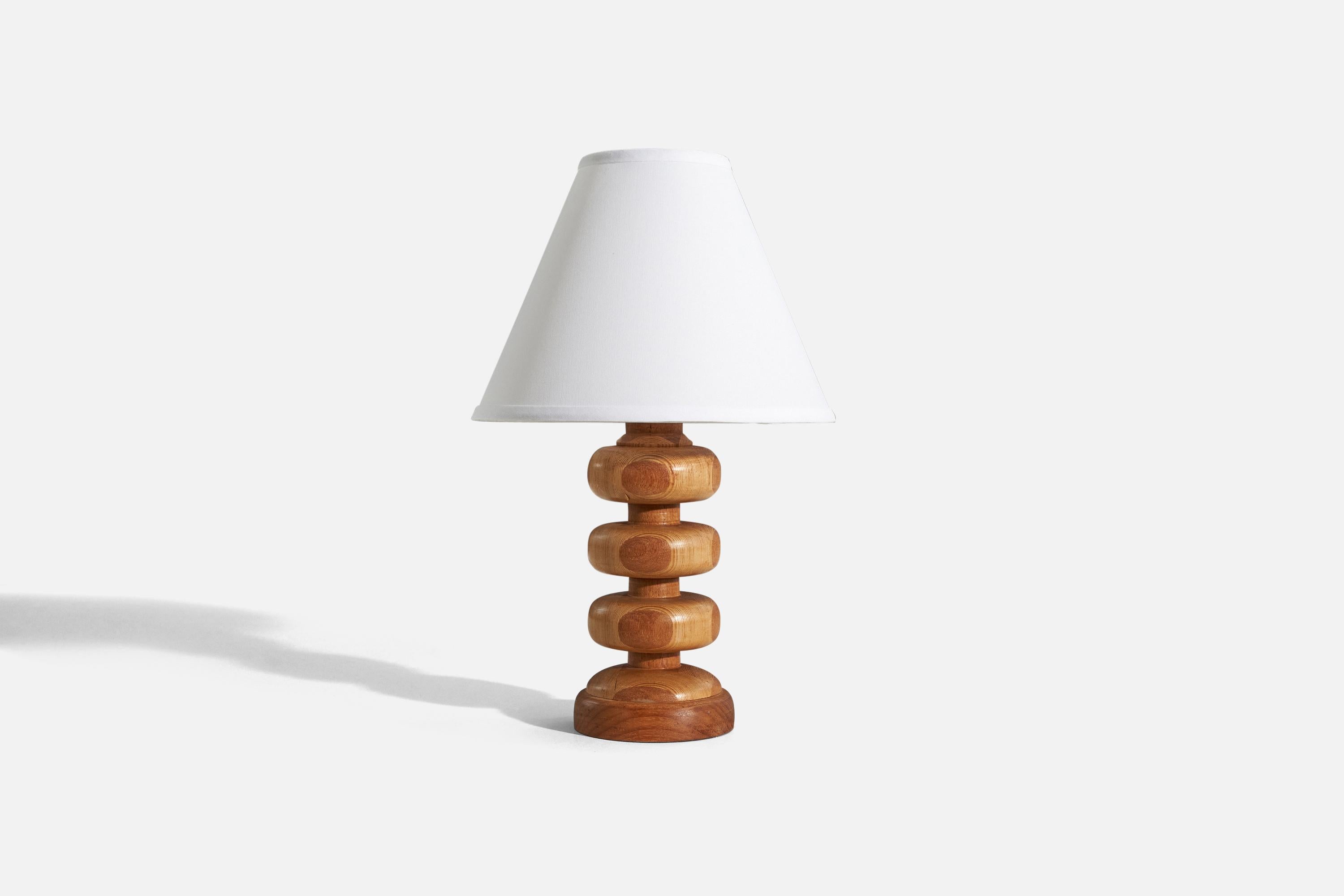 Mid-Century Modern Swedish Designer, Table Lamp, Wood, Sweden, 1970s For Sale