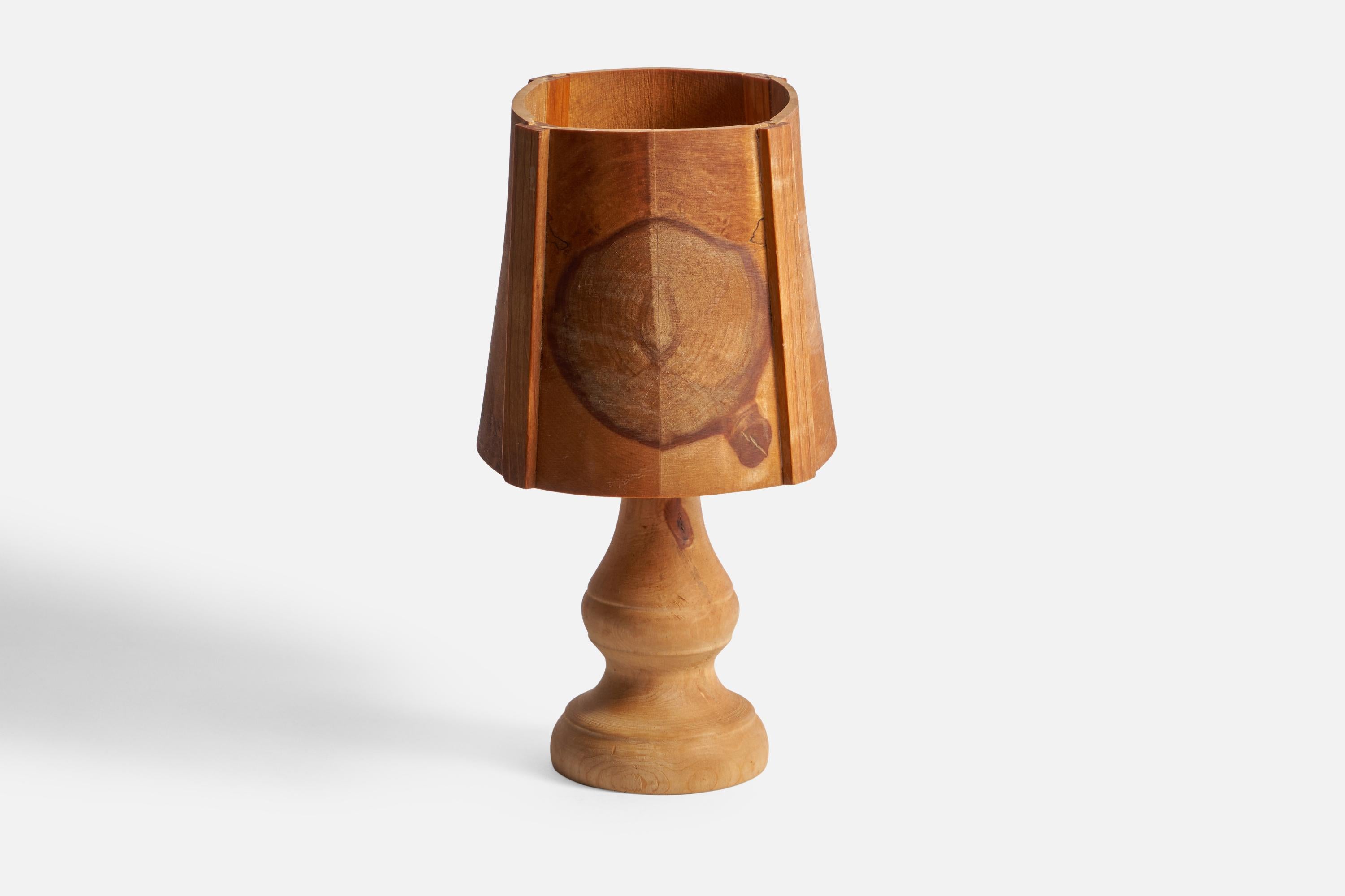 Late 20th Century Swedish Designer, Table Lamp, Wood, Sweden, 1970s For Sale