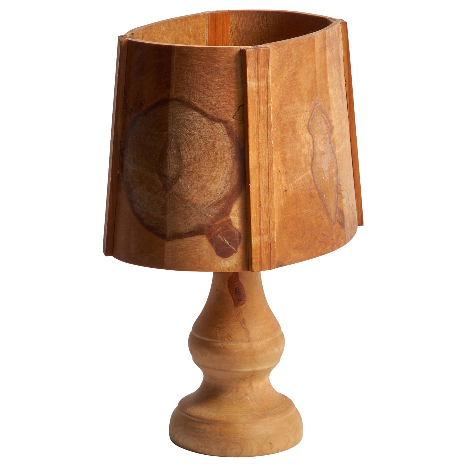 Swedish Designer, Table Lamp, Wood, Sweden, 1970s