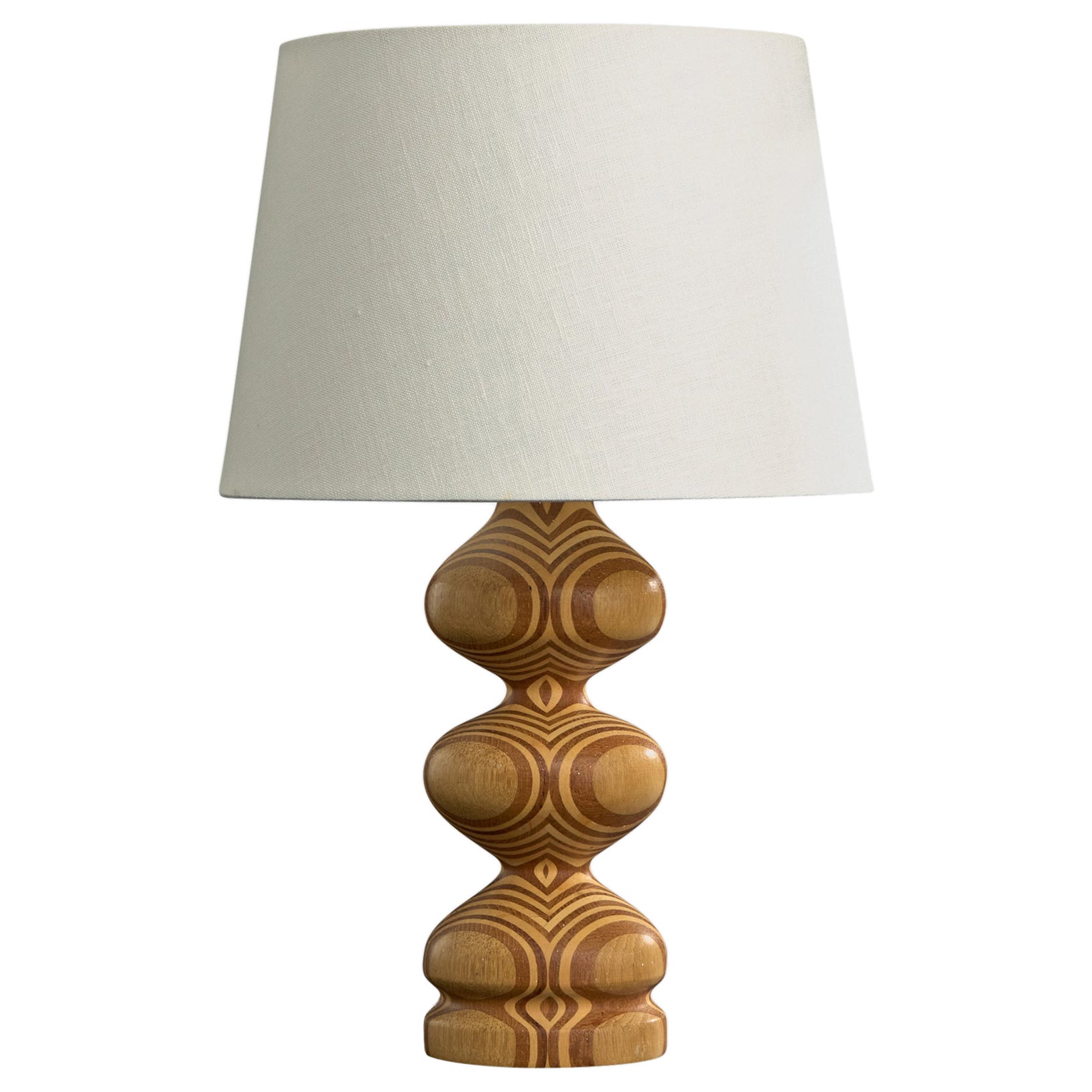 Swedish Designer, Table Lamp, Wood, Sweden, 1970s
