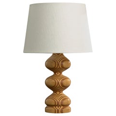 Swedish Designer, Table Lamp, Wood, Sweden, 1970s
