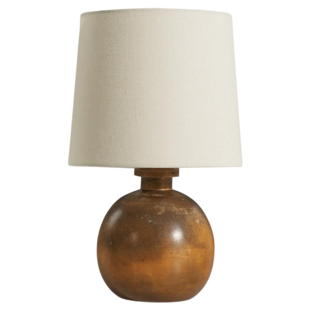 Swedish Designer, Table Lamp, Wood, Sweden, c. 1930s For Sale