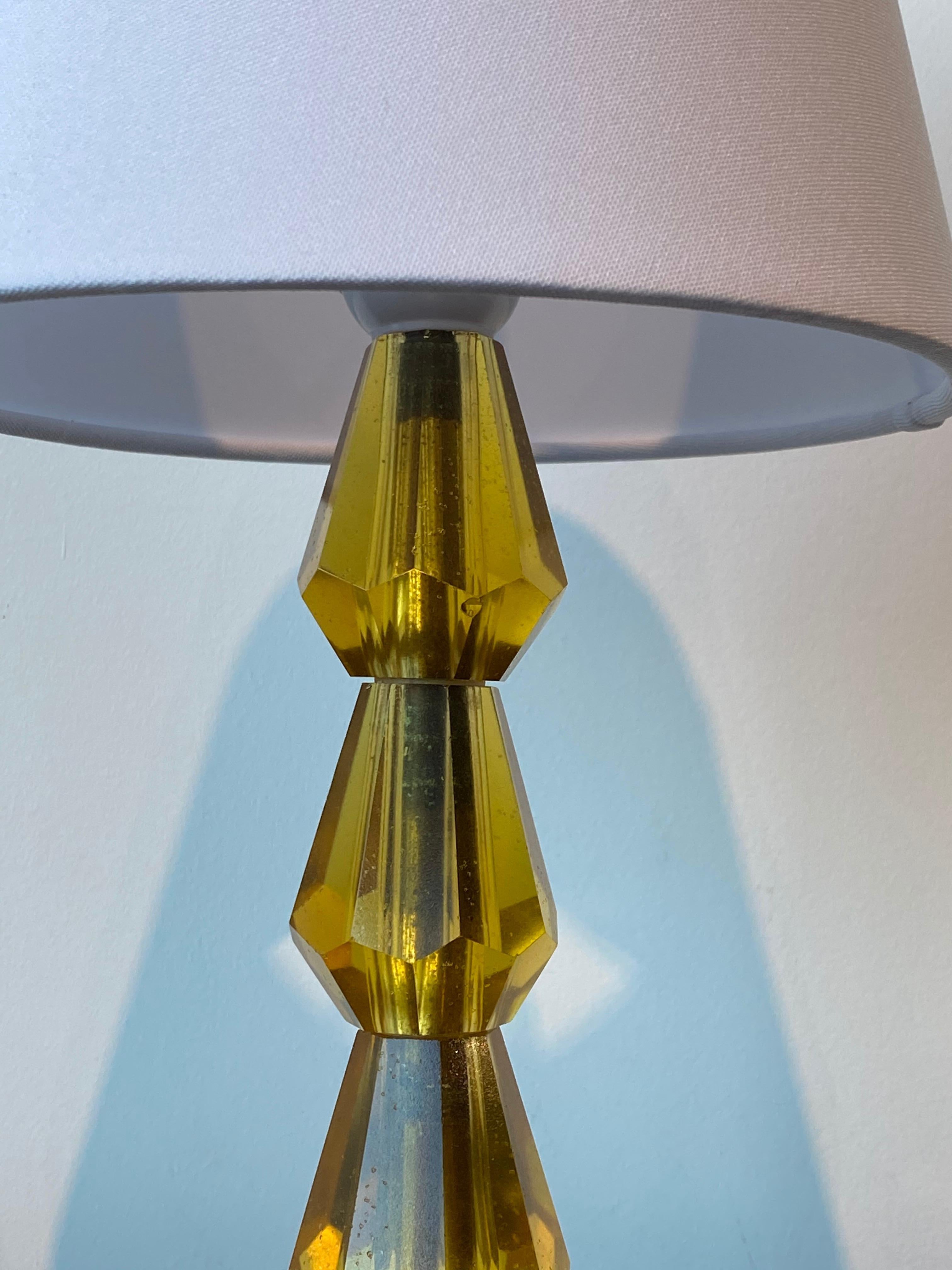 Scandinavian Modern Swedish Designer, Table Lamp, Yellow Glass, Sweden, 1960s