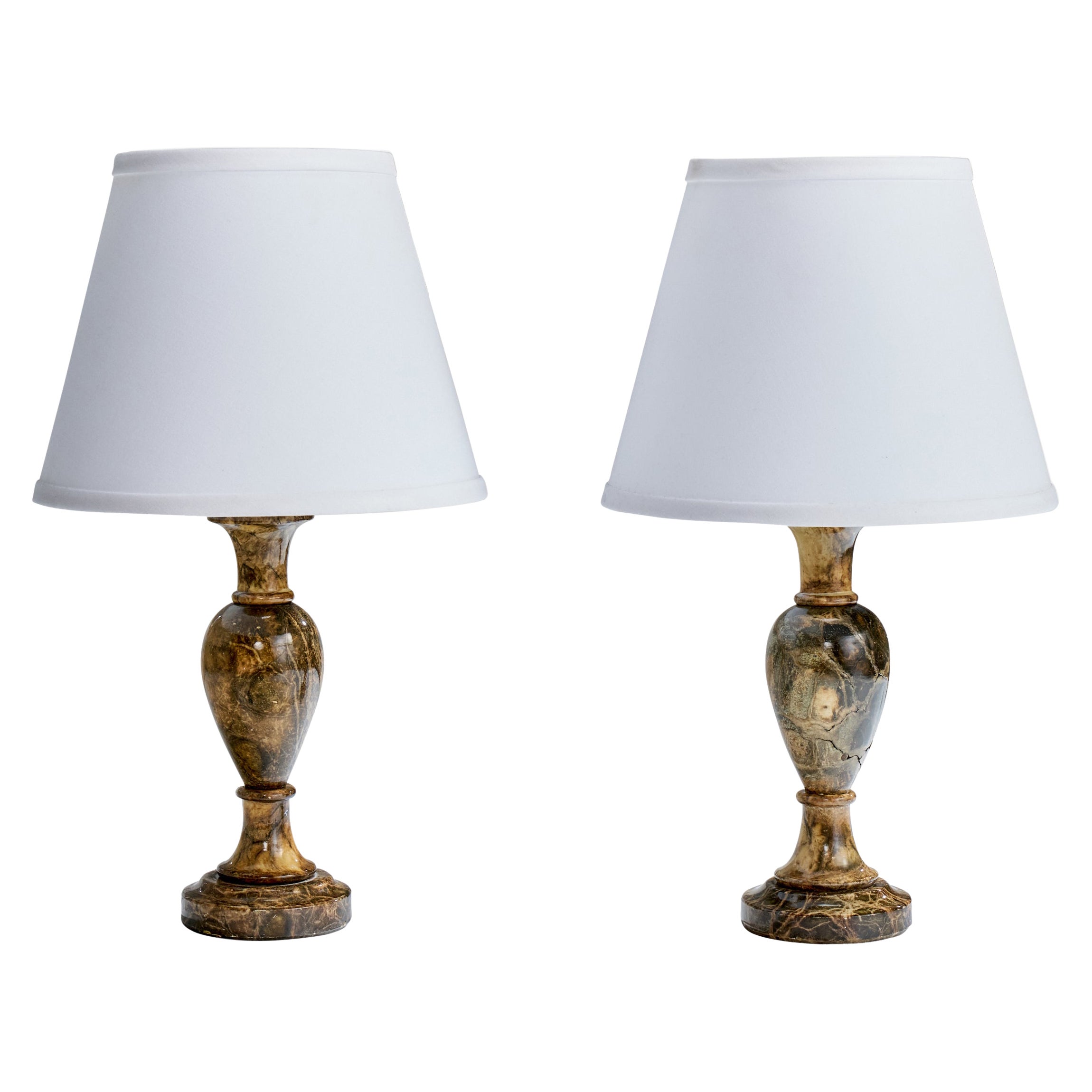 Swedish Designer, Table Lamps, Alabaster, Sweden, 1980s For Sale