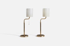 Swedish Designer, Table Lamps, Brass, Acrylic, Sweden, 1960s