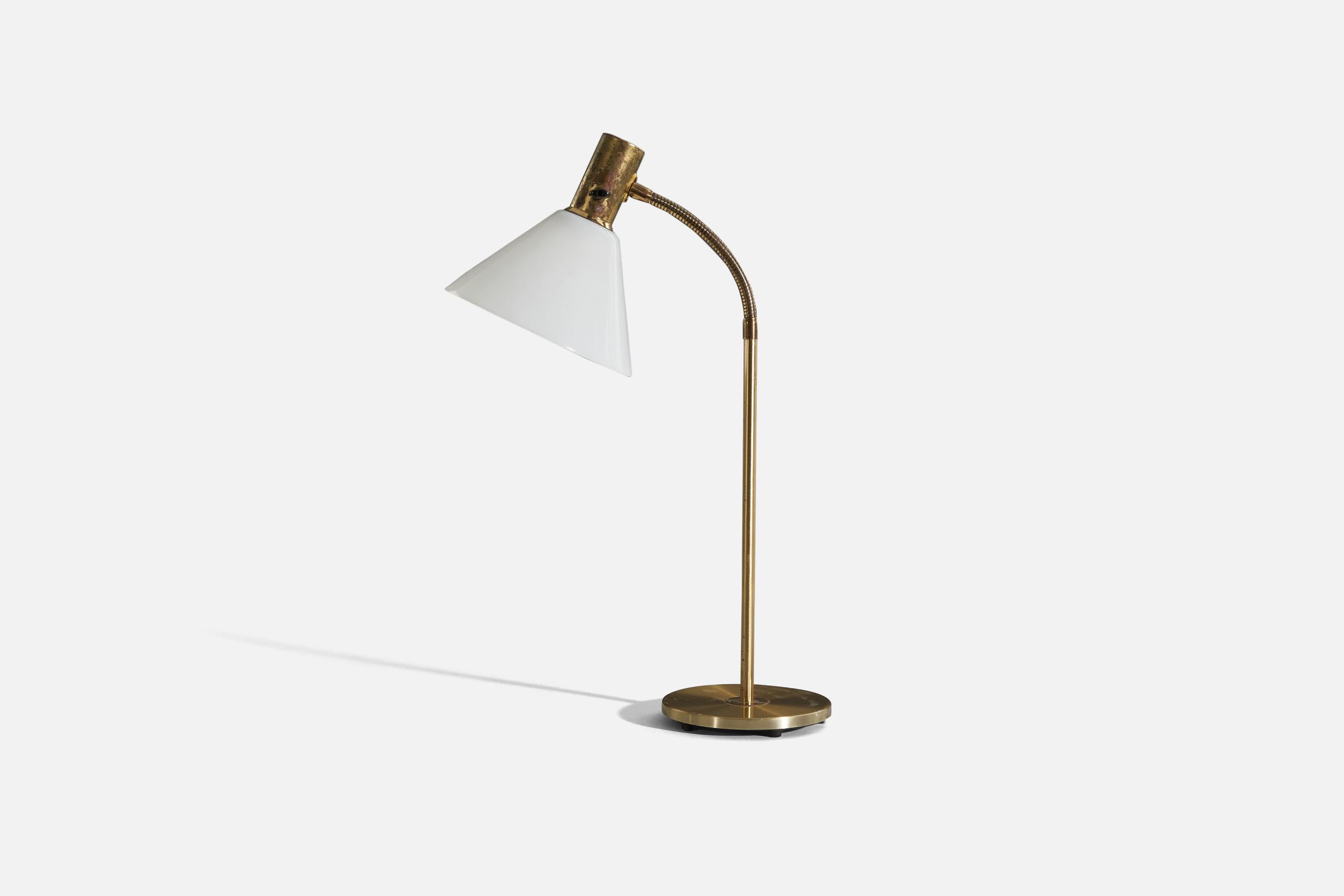 Mid-Century Modern Swedish Designer, Table Lamps, Brass, Acrylic, Sweden, 1960s For Sale