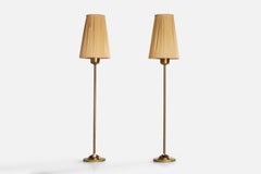 Designer svedese, lampade da tavolo, ottone, tessuto, Svezia, anni '40