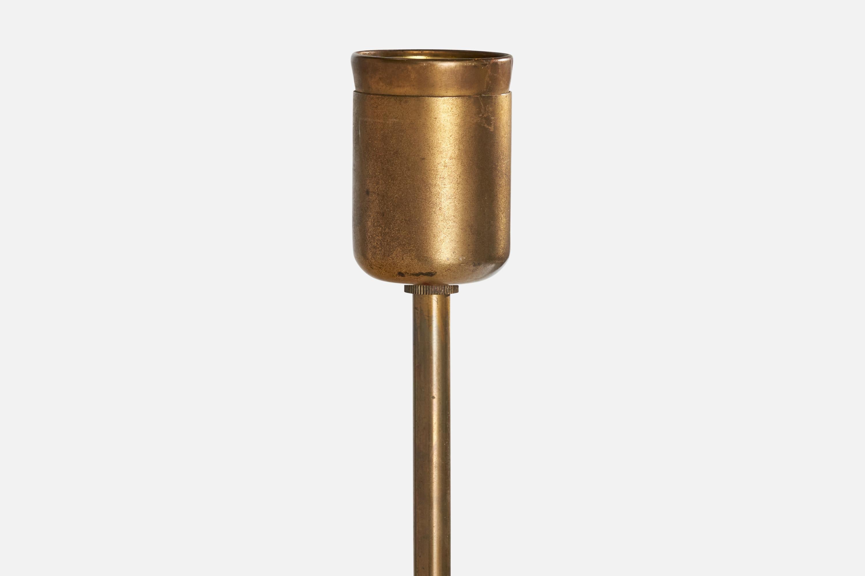 Designer suédois, Lampes de Table, Laiton, Tissu, Suède, Années 1940 en vente 3