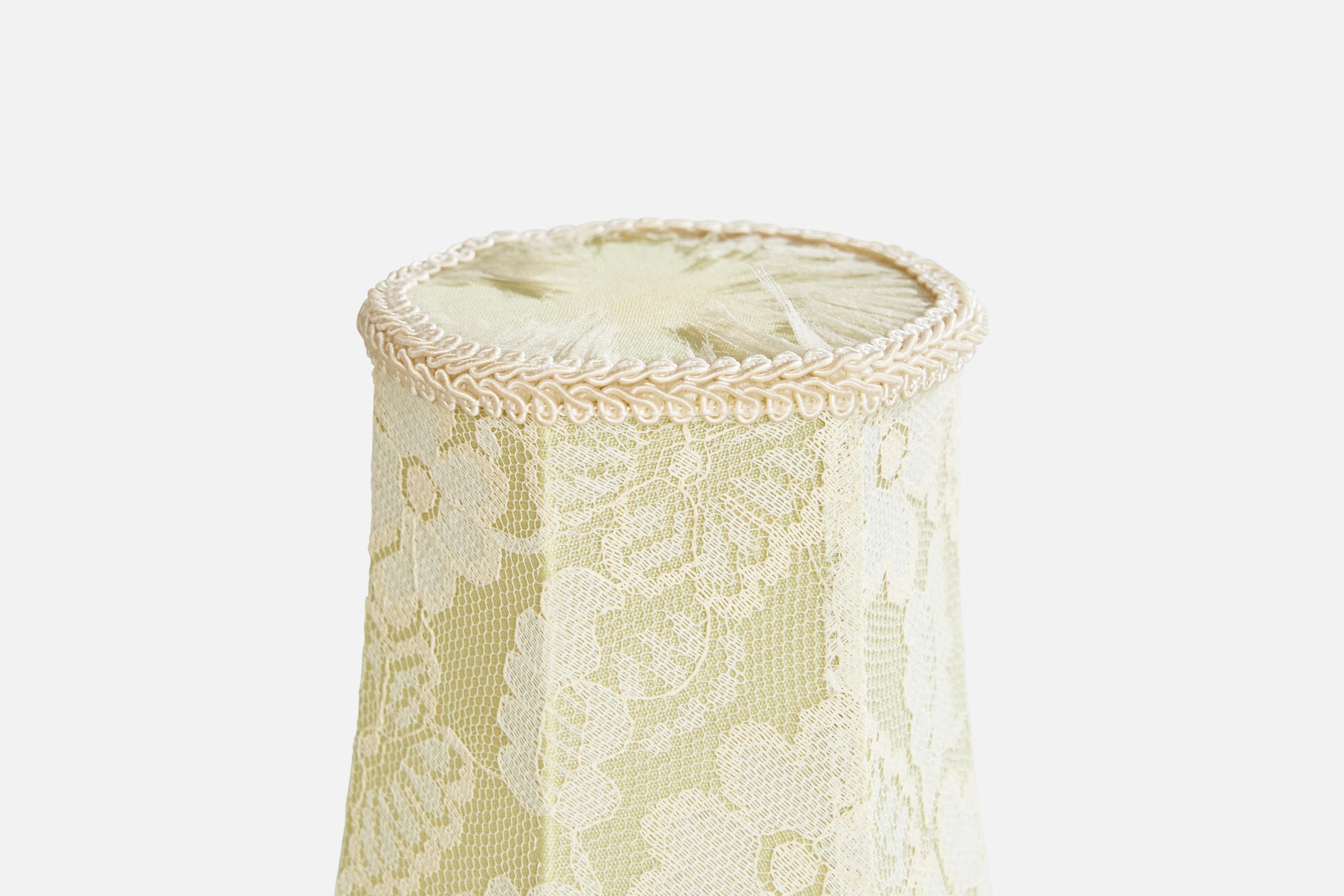 Designer suédois, lampes de table, laiton, tissu, Suède, années 1950 en vente 5