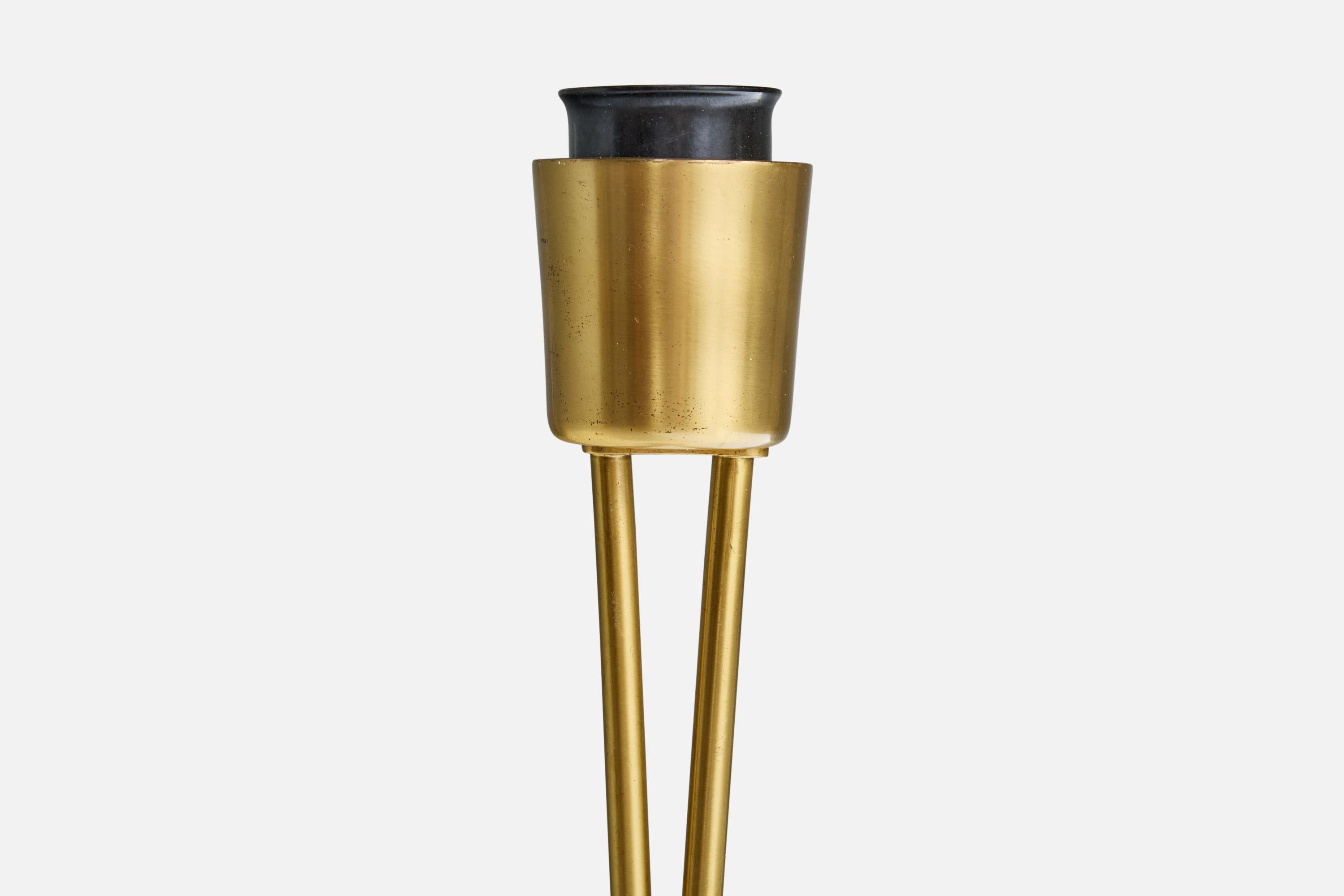 Swedish Designer, Table Lamps, Brass, Fabric, Sweden, 1950s For Sale 1