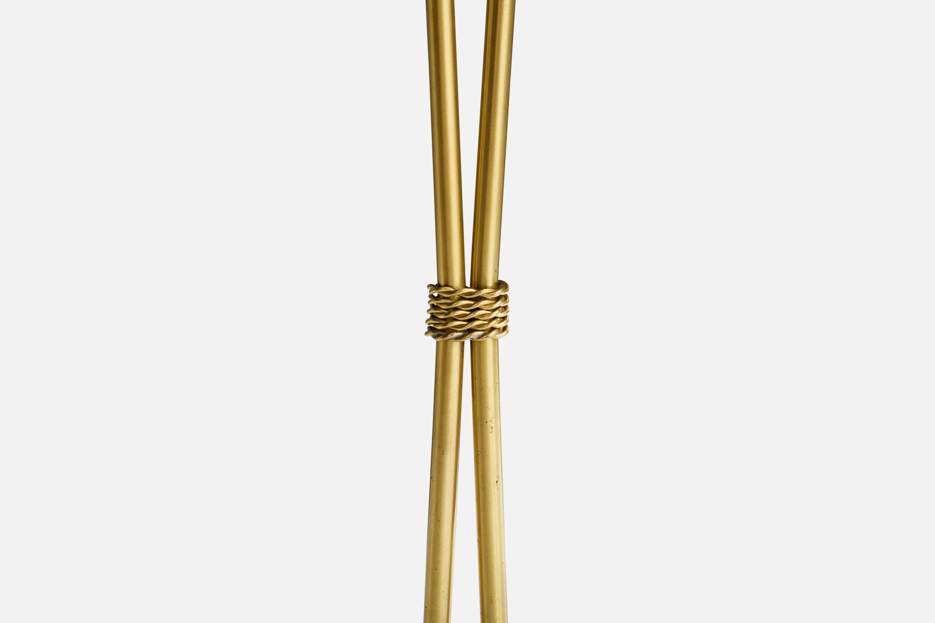 Swedish Designer, Table Lamps, Brass, Fabric, Sweden, 1950s For Sale 2