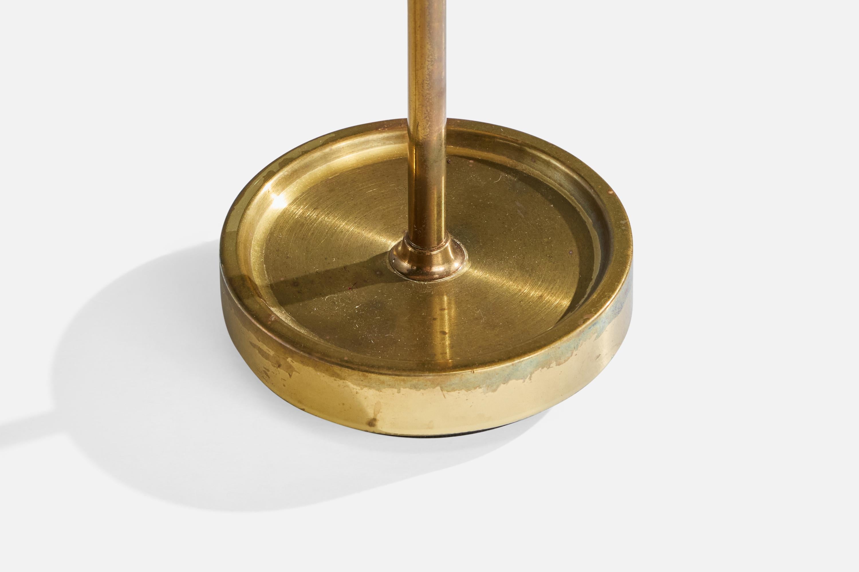 Swedish Designer, Table Lamps, Brass, Fabric, Sweden, 1950s For Sale 2