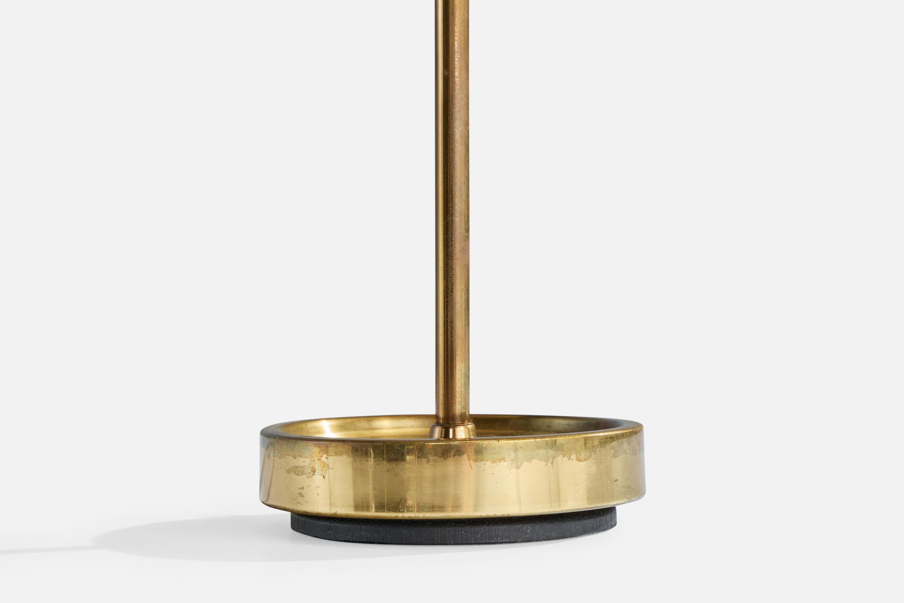 Swedish Designer, Table Lamps, Brass, Fabric, Sweden, 1950s For Sale 3