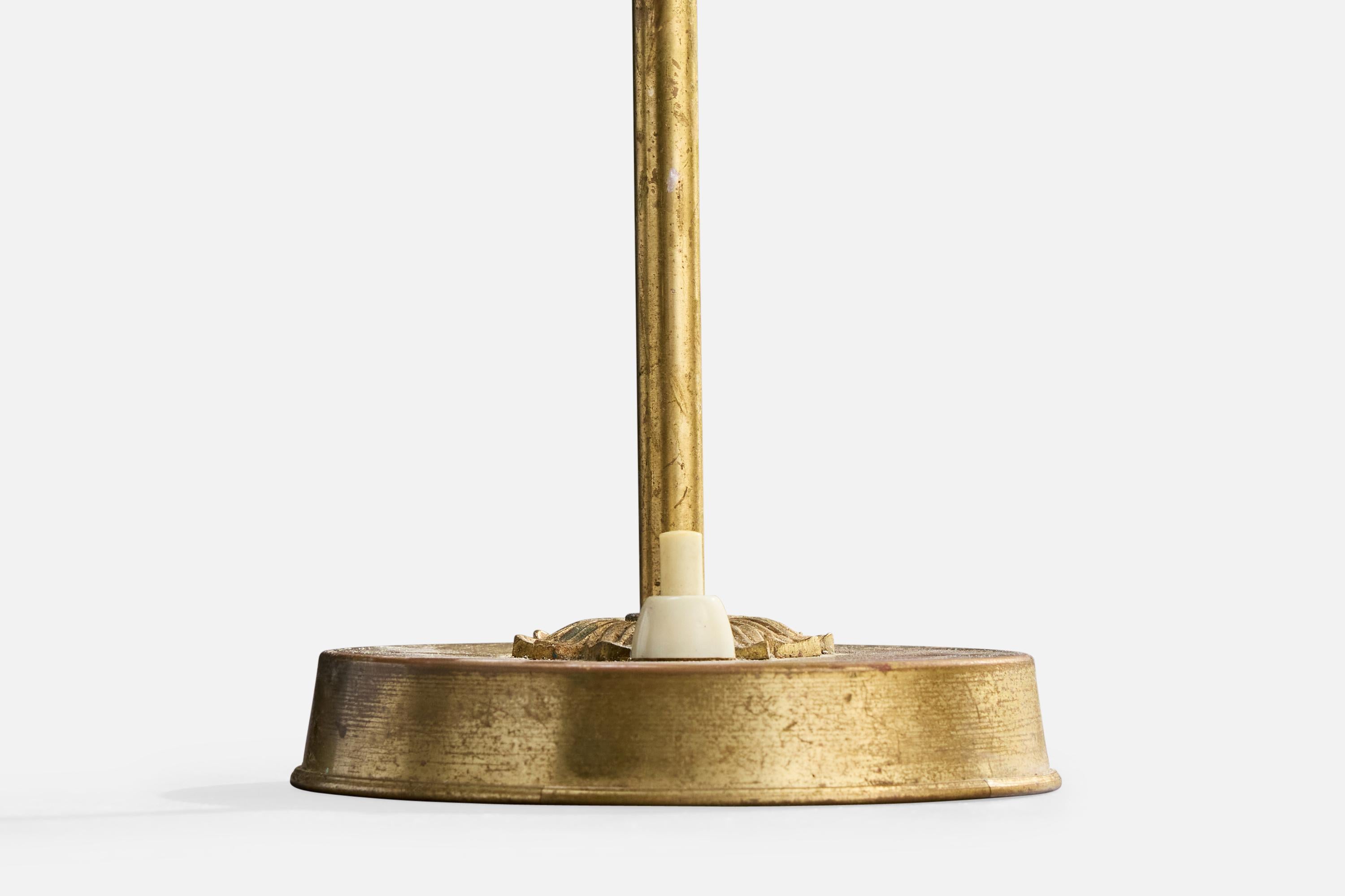 Designer suédois, lampes de table, laiton, tissu, Suède, années 1950 en vente 2