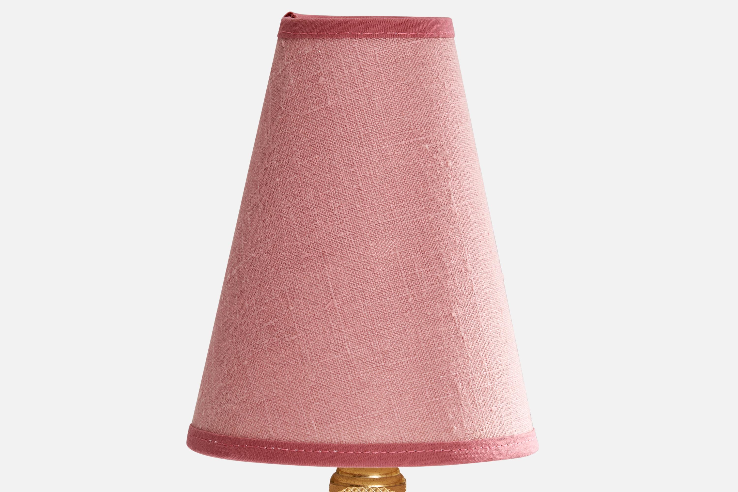 Designer suédois, Lampes de Table, Laiton, Tissu, Suède, Années 1960 en vente 2