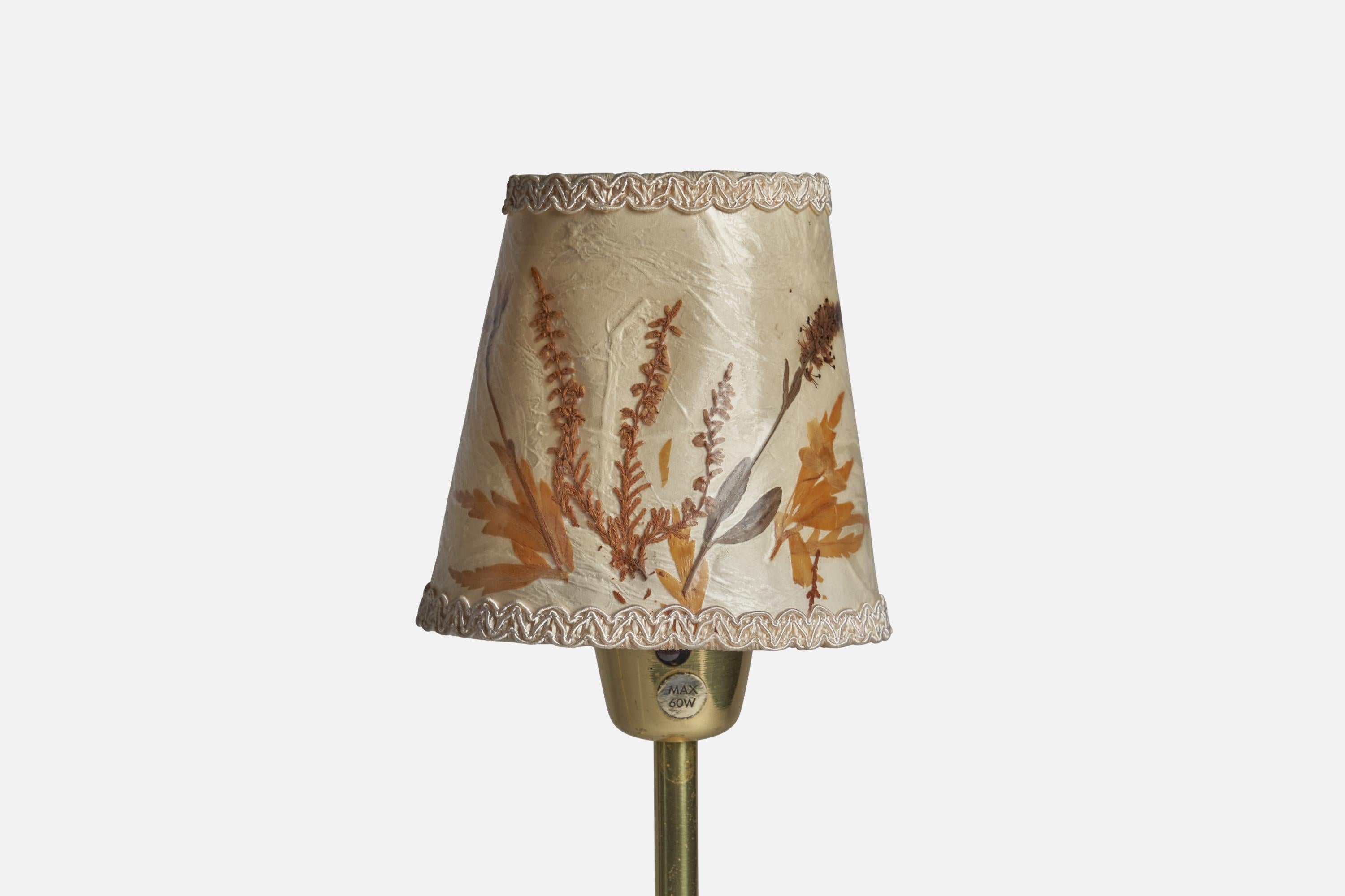 Swedish Designer, Table Lamps, Brass, Glass, Paper, Sweden, 1950s In Good Condition For Sale In High Point, NC
