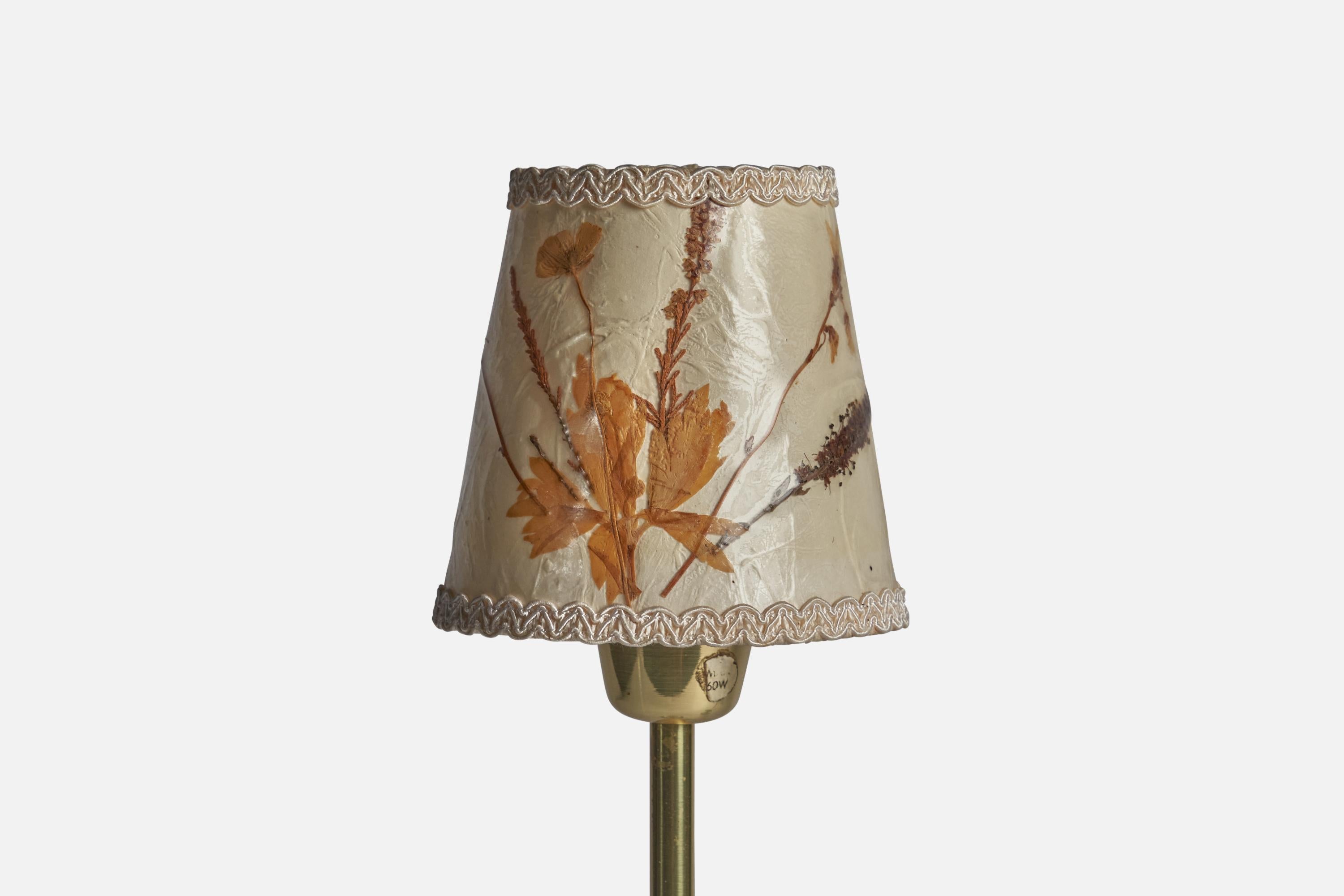 Mid-20th Century Swedish Designer, Table Lamps, Brass, Glass, Paper, Sweden, 1950s For Sale