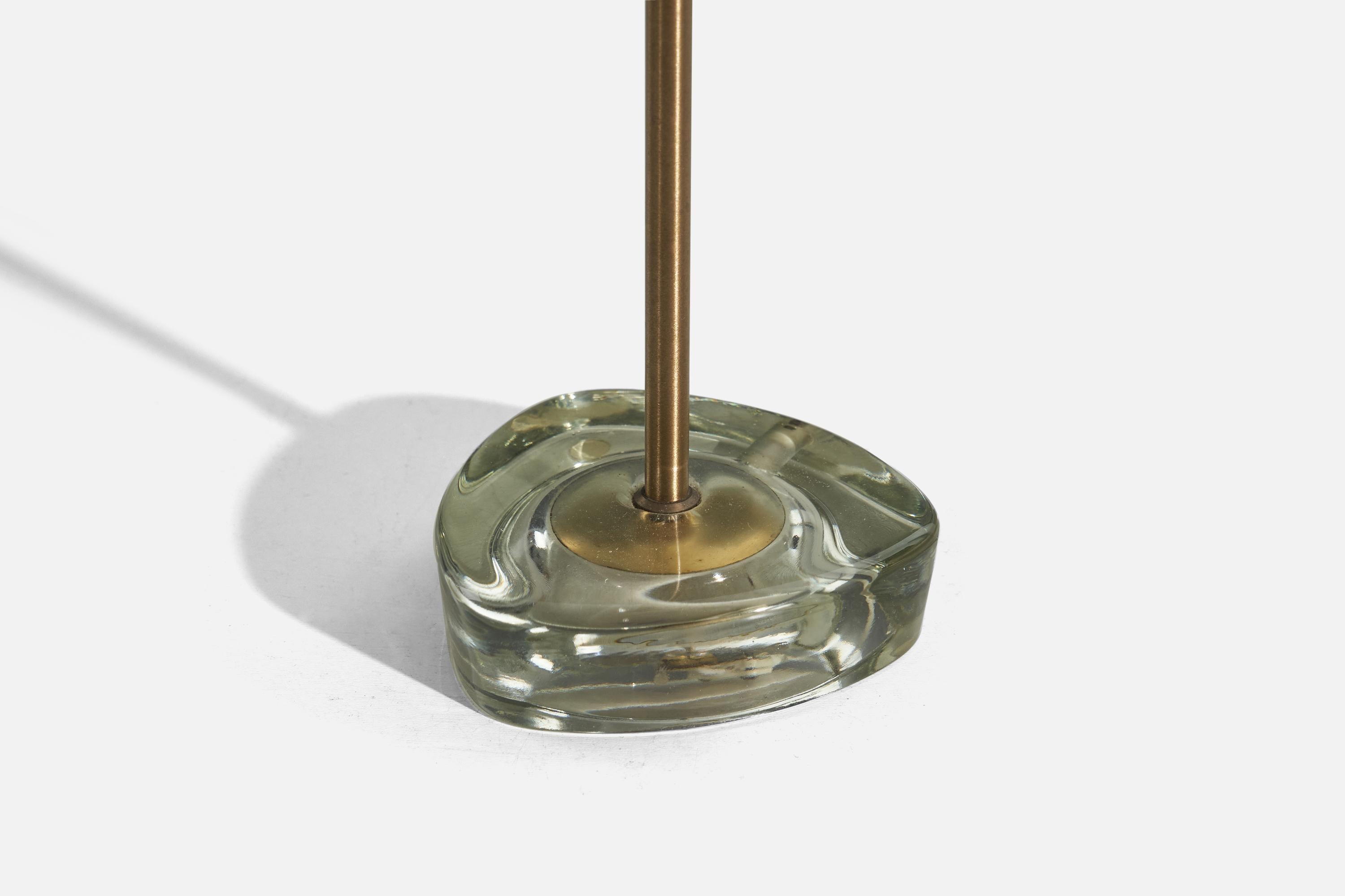 Swedish Designer, Table Lamps, Brass, Glass, Sweden, C. 1950s 1