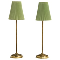 Designer suédois, lampes de table, laiton, papier, Suède, années 1950