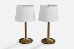 Swedish Designer, Table Lamps, Brass, Sweden, 1960s