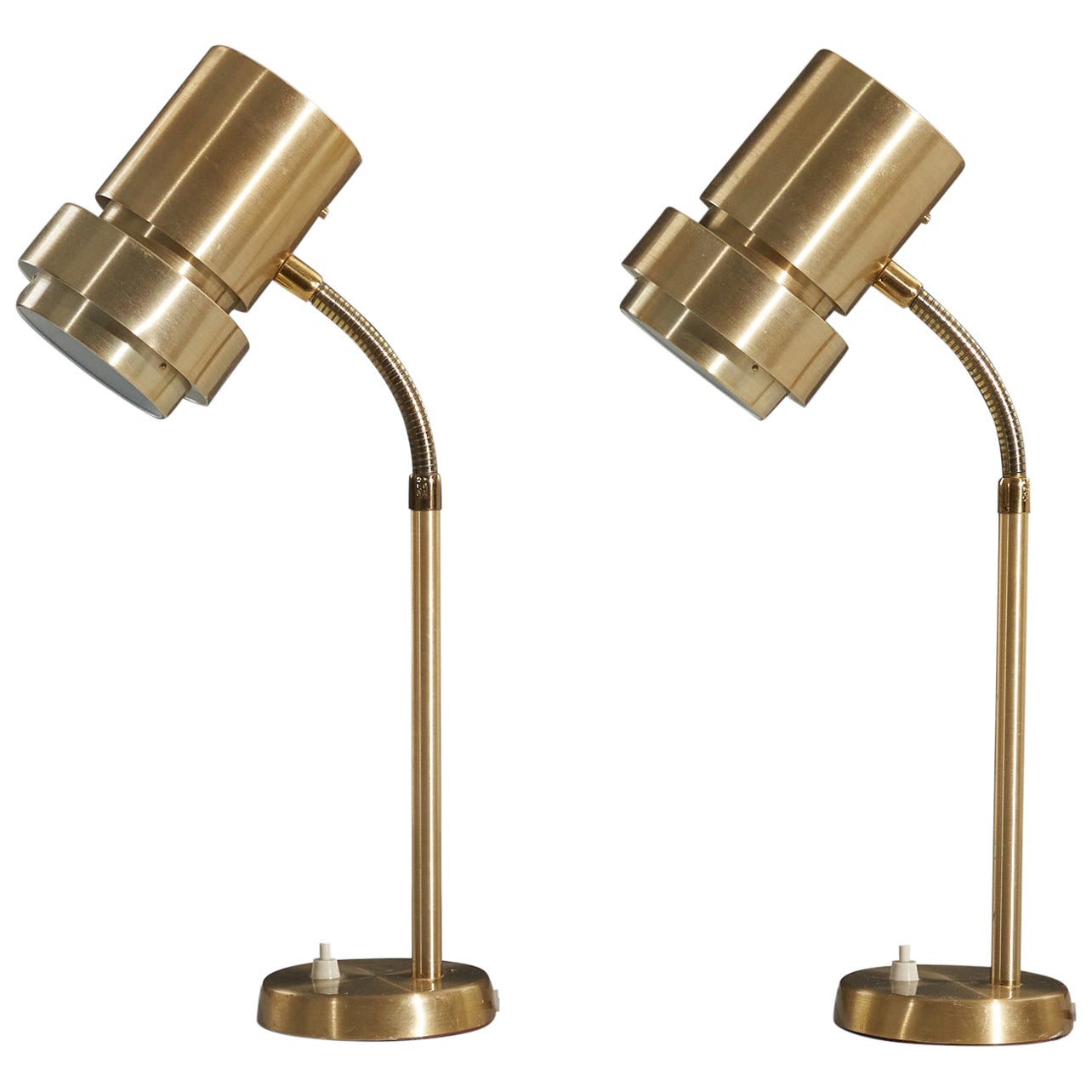 Swedish Designer, Table Lamps, Brass, Sweden, c. 1960s