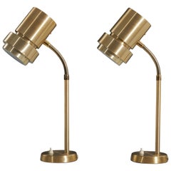 Swedish Designer, Table Lamps, Brass, Sweden, c. 1960s