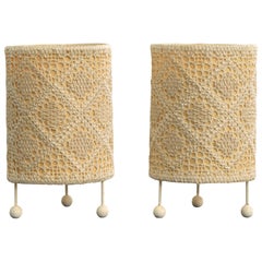 Swedish Designer, Table Lamps, Fabric, Metal, Wood Sweden, 1960s