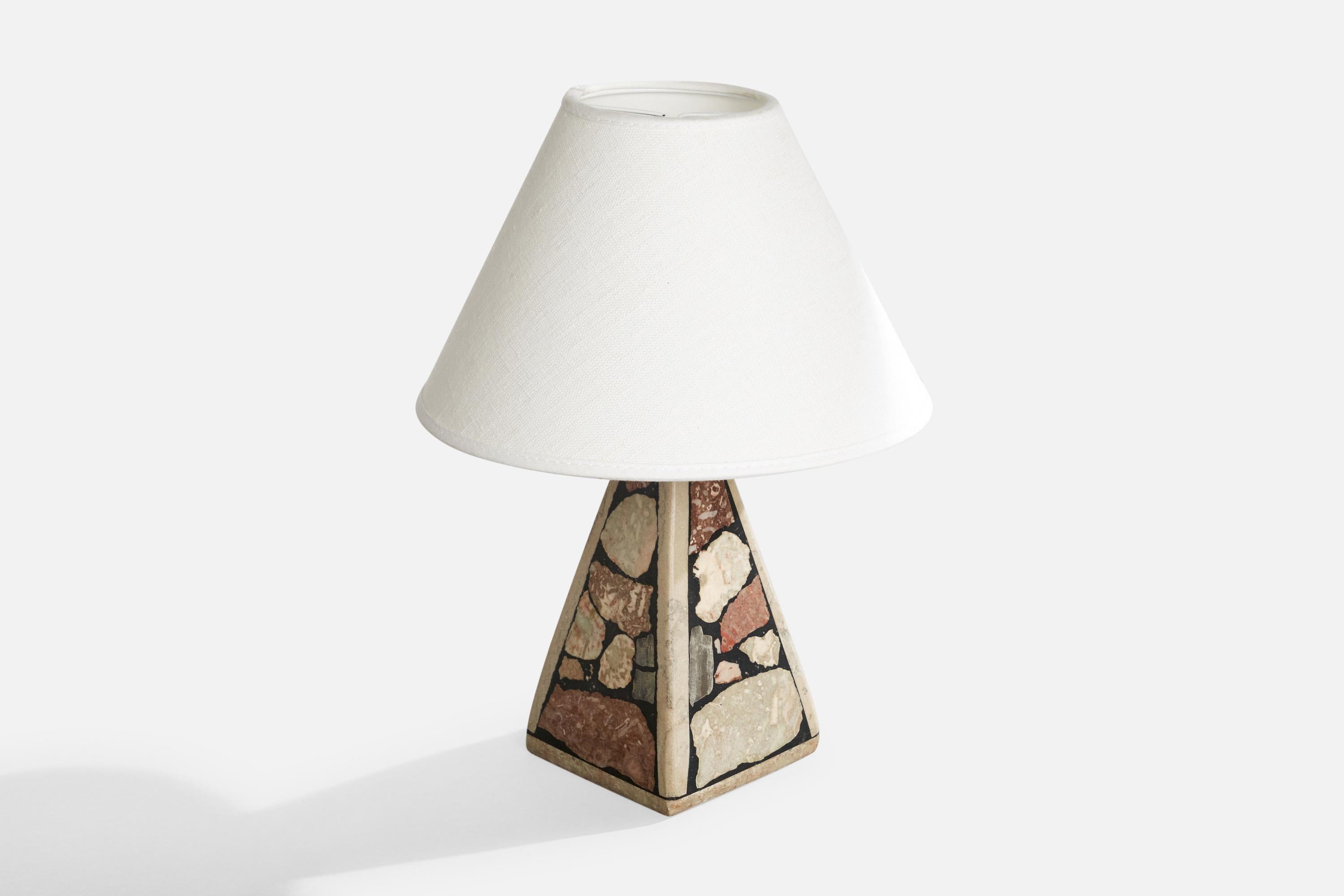 Swedish Designer, Table Lamps, Fossil Stone, Sweden, 1970s In Good Condition In High Point, NC