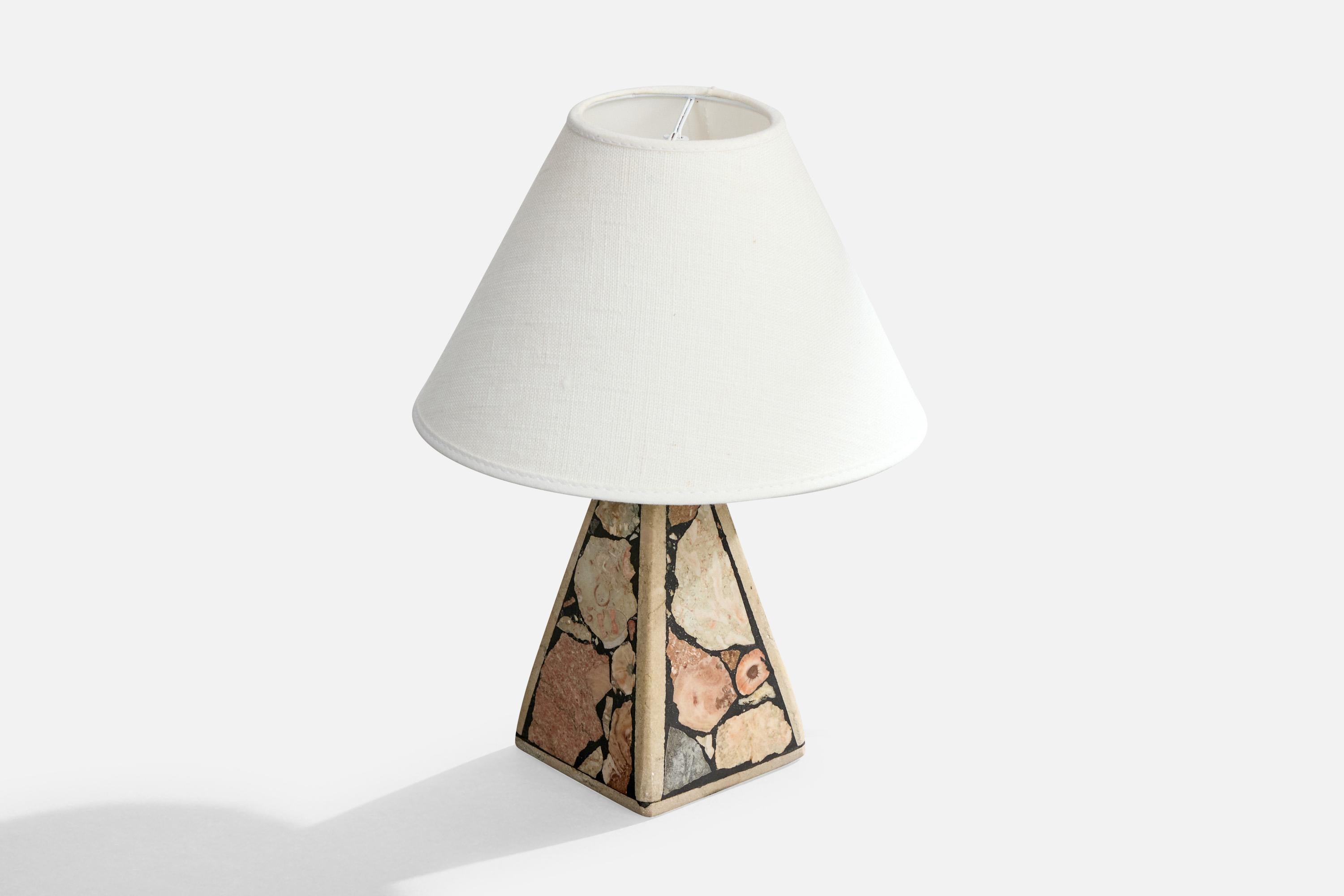 Swedish Designer, Table Lamps, Fossil Stone, Sweden, 1970s In Good Condition For Sale In High Point, NC