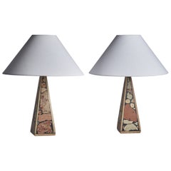 Swedish Designer, Table Lamps, Fossil Stone, Sweden, 1970s