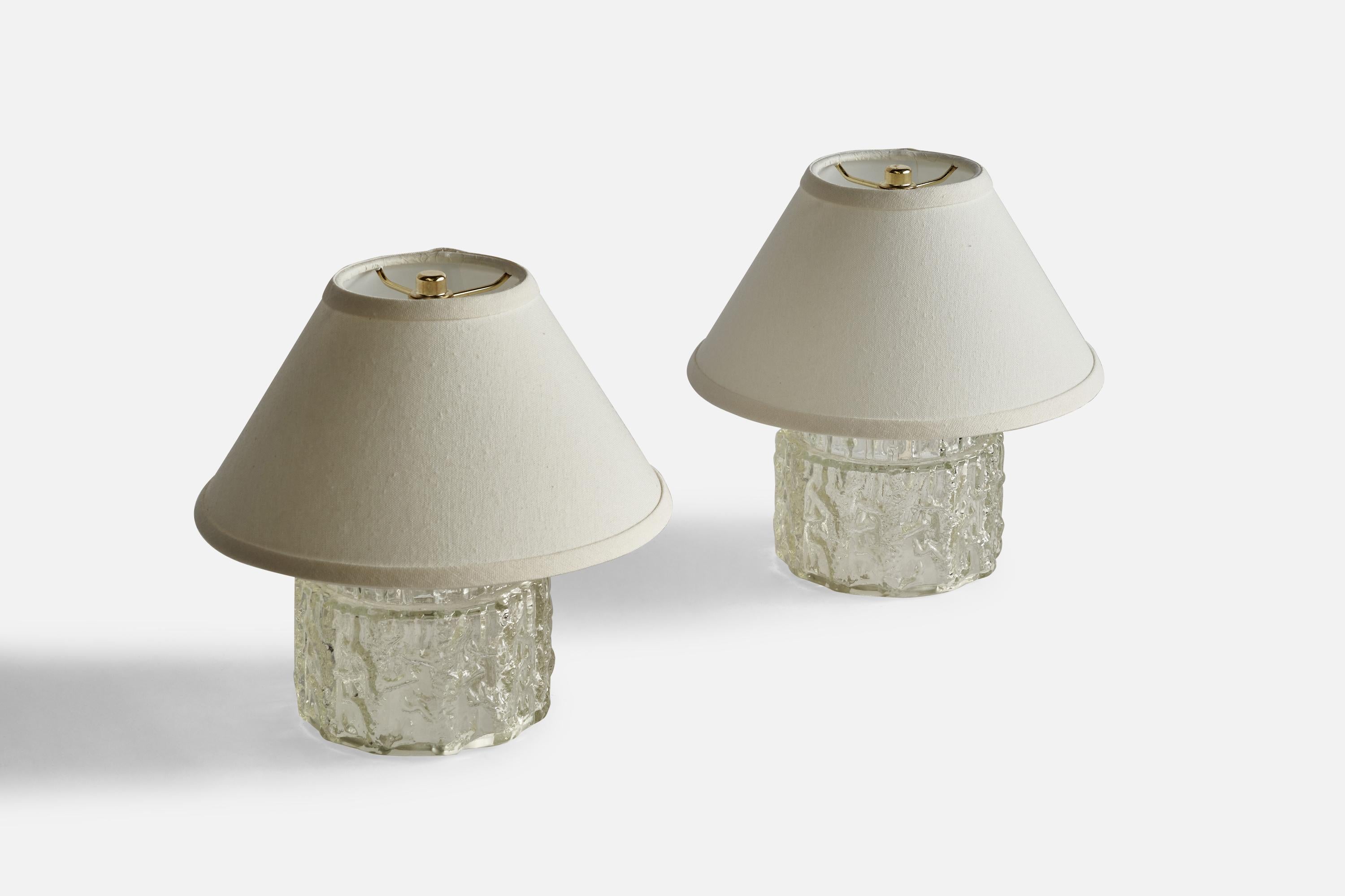 Scandinavian Modern Swedish Designer, Table Lamps, Glass, Sweden, 1960s For Sale