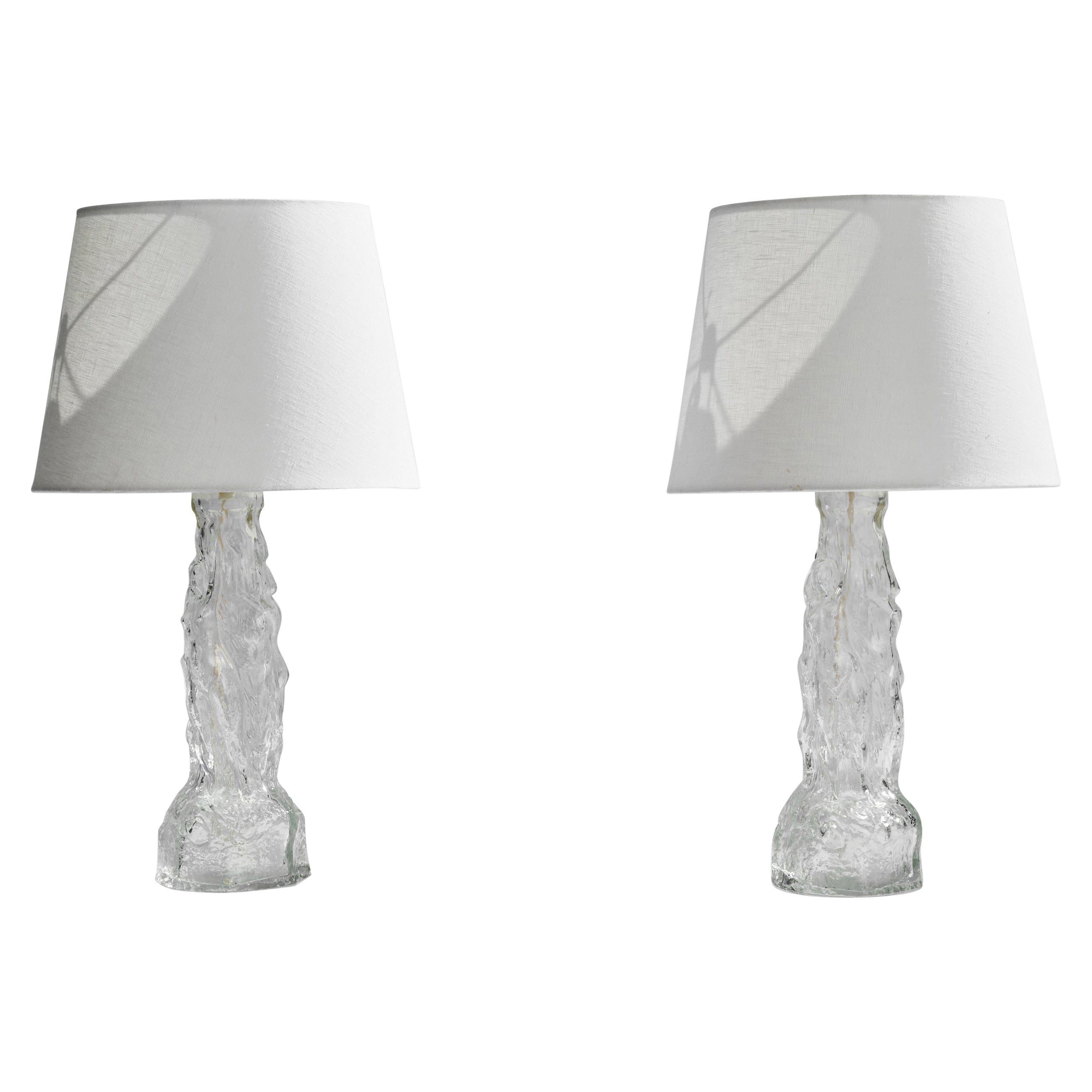 Swedish Designer, Table Lamps, Glass, Sweden, 1960s