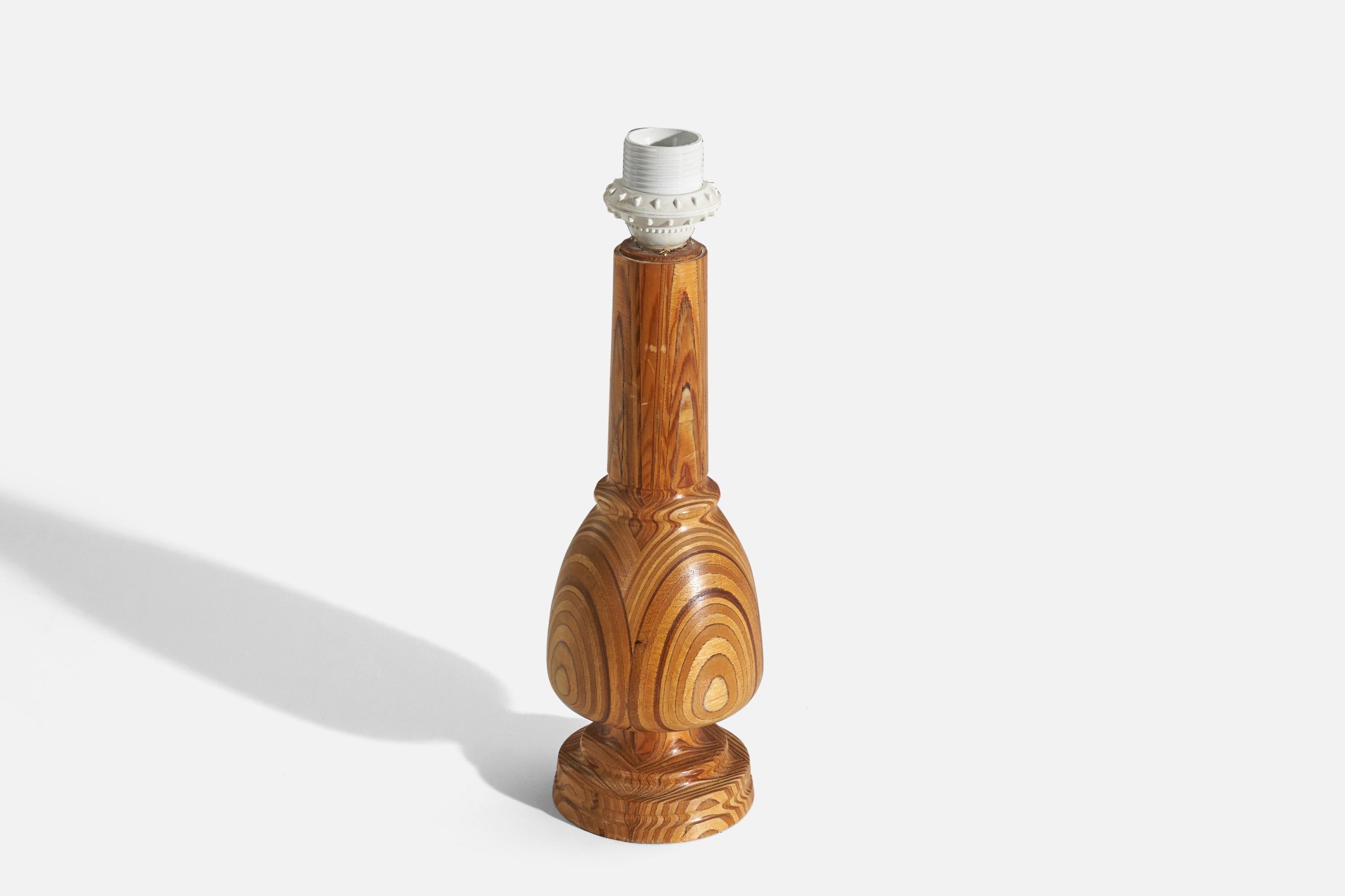 Late 20th Century Swedish Designer, Table Lamps, Laminated Wood, Sweden, 1976 For Sale