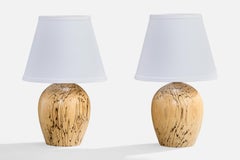 Swedish Designer, Table Lamps, Masur Birch, Sweden, 1960s