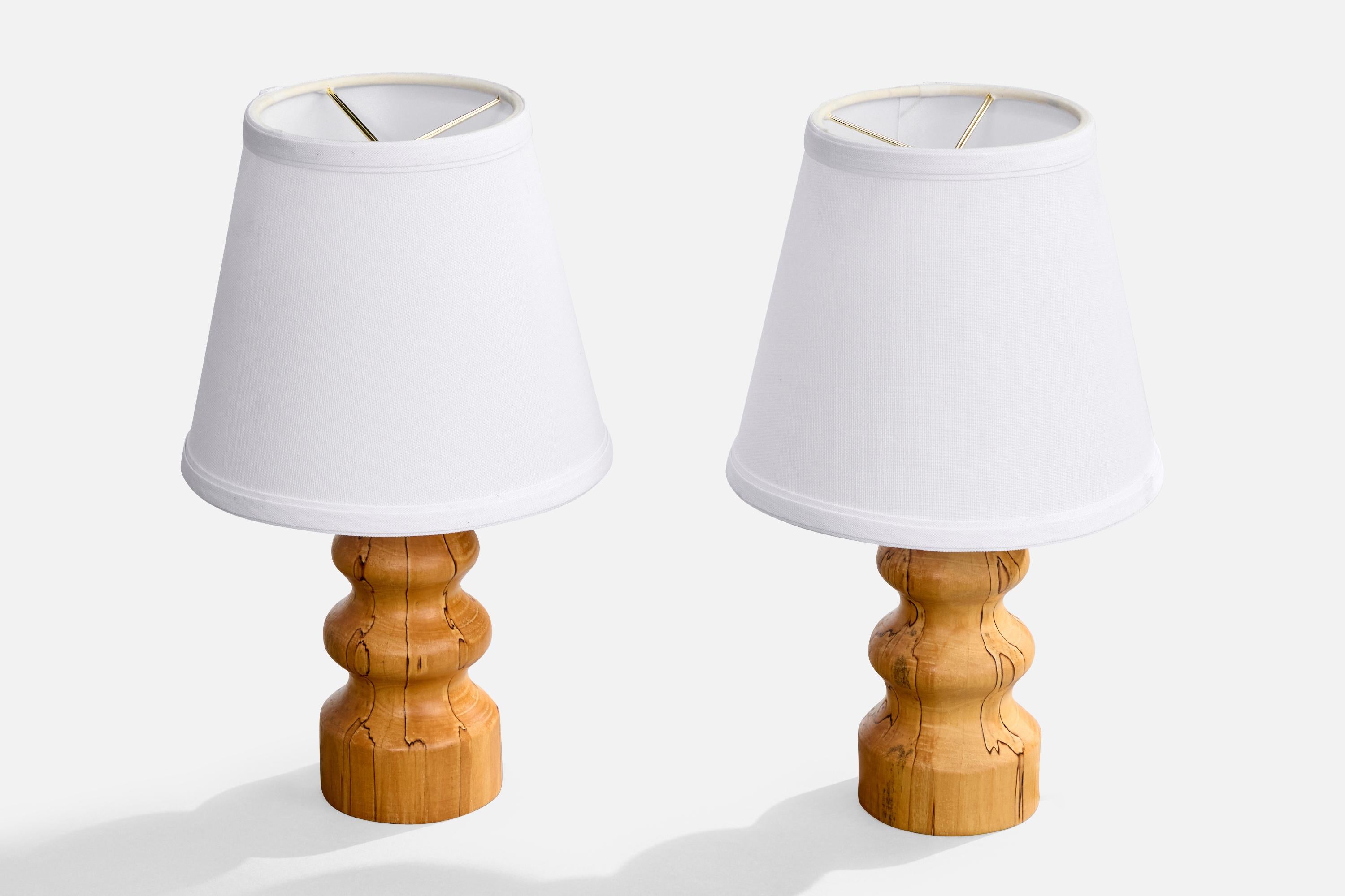Mid-Century Modern Designer suédois, lampes de table, bouleau de mauresque, Suède, années 1960 en vente