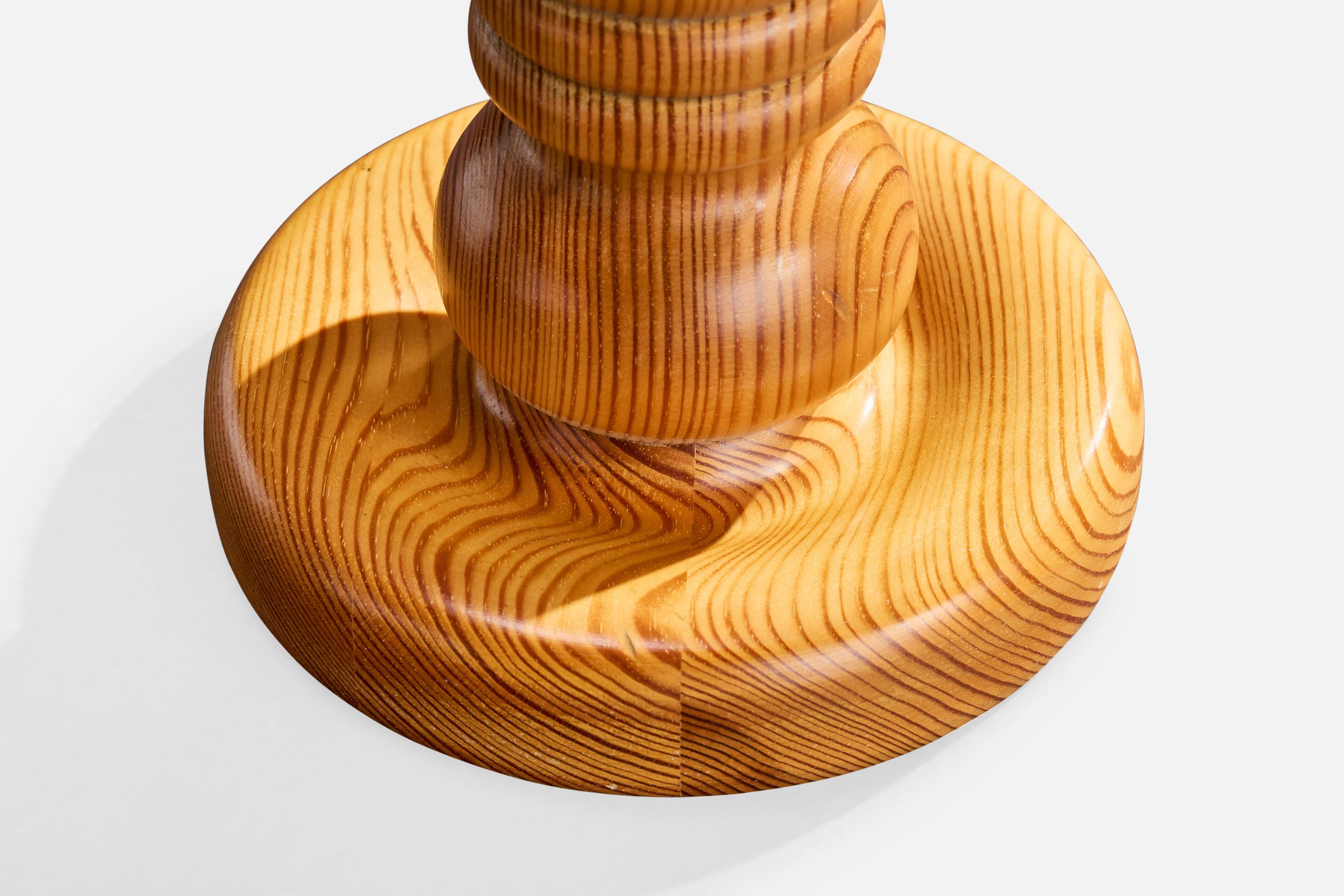 Swedish Designer, Table Lamps, Pine, Fabric, Sweden, 1970s For Sale 6