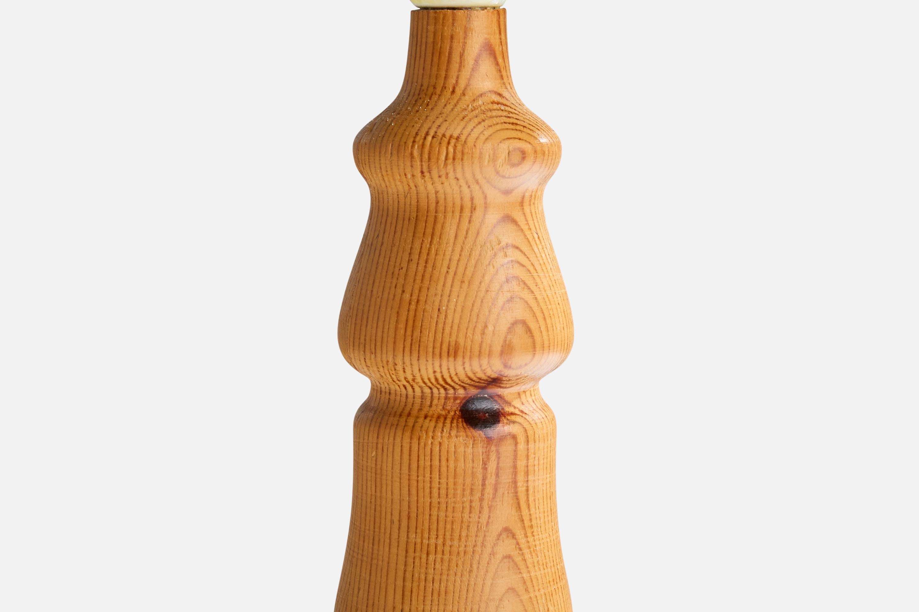 Swedish Designer, Table Lamps, Pine, Fabric, Sweden, 1970s For Sale 2