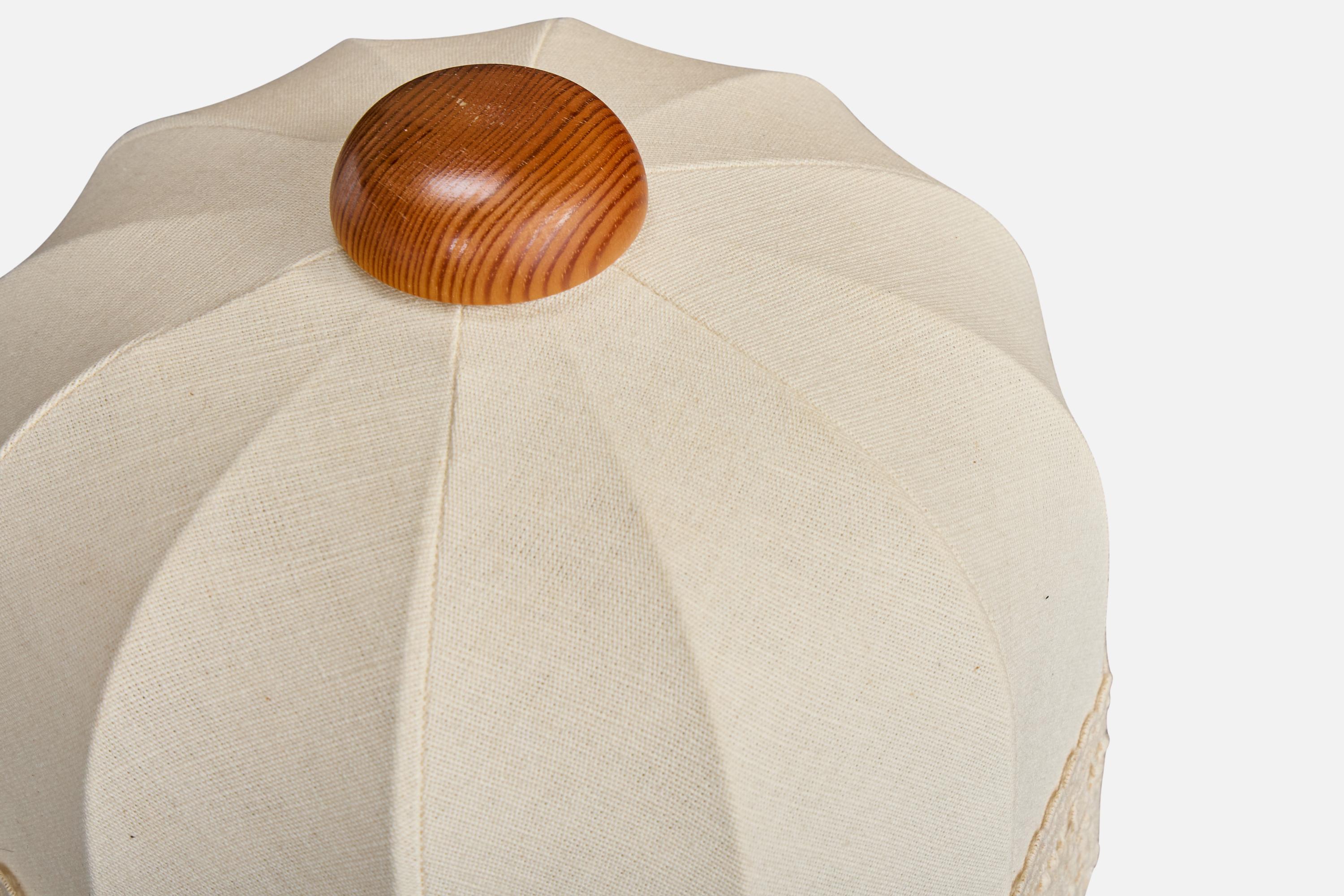 Swedish Designer, Table Lamps, Pine, Fabric, Sweden, 1970s For Sale 2