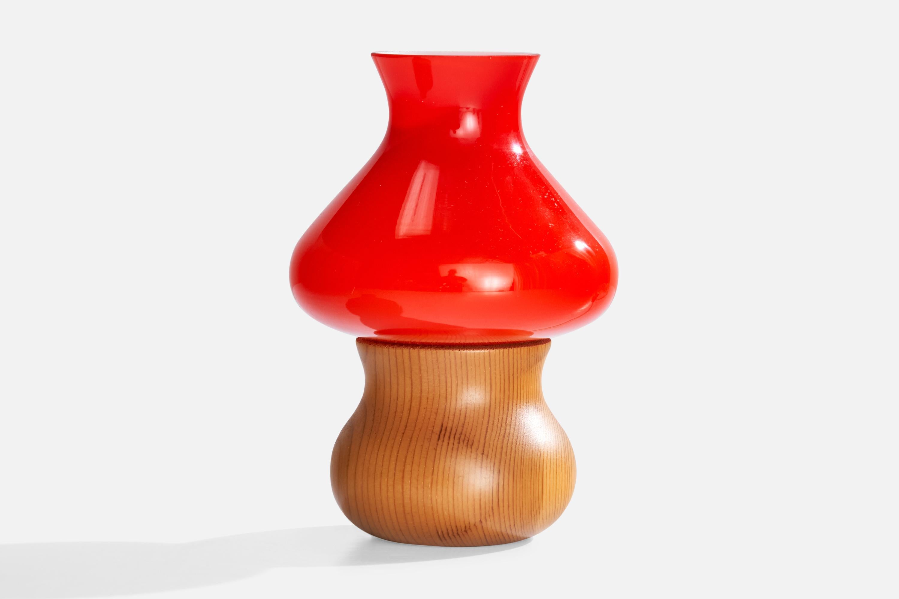 Diseñador sueco, lámparas de mesa, pino, cristal, Suecia, años 70 Sueco en venta