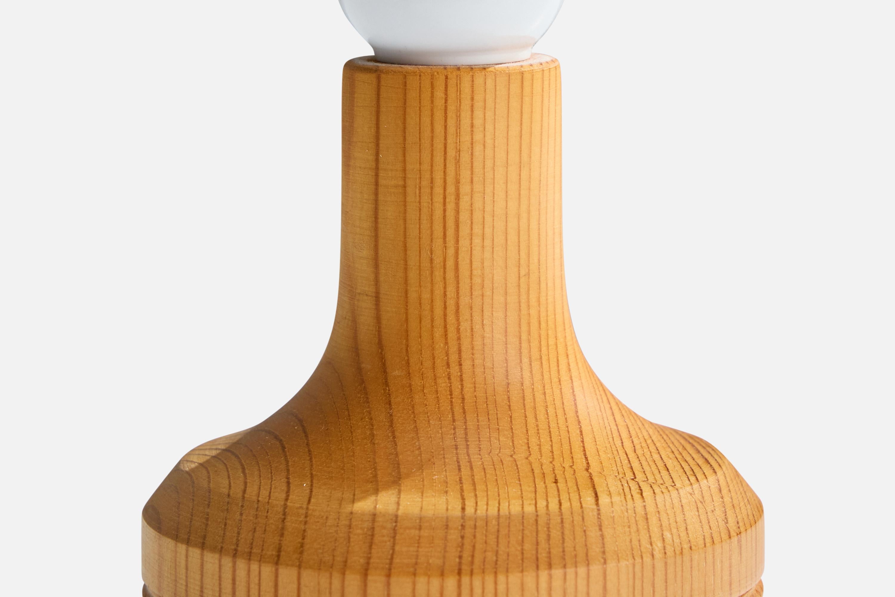 Wood Swedish Designer, Table Lamps, Pine, Paper, Sweden, 1970s For Sale