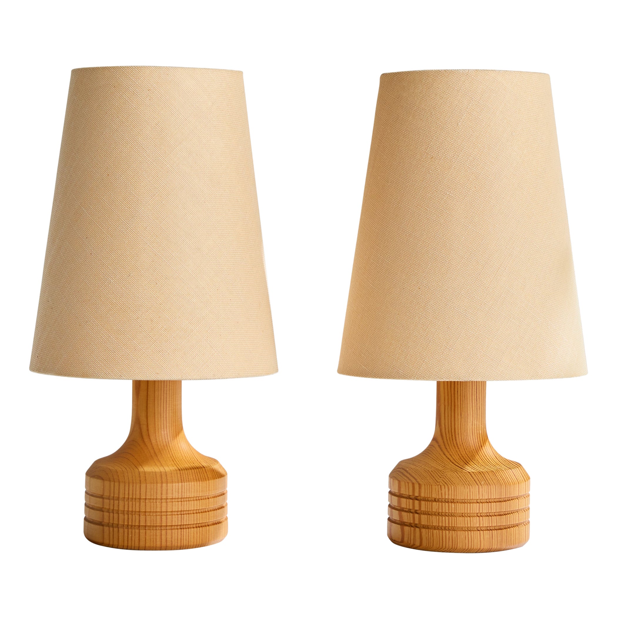 Swedish Designer, Table Lamps, Pine, Paper, Sweden, 1970s For Sale