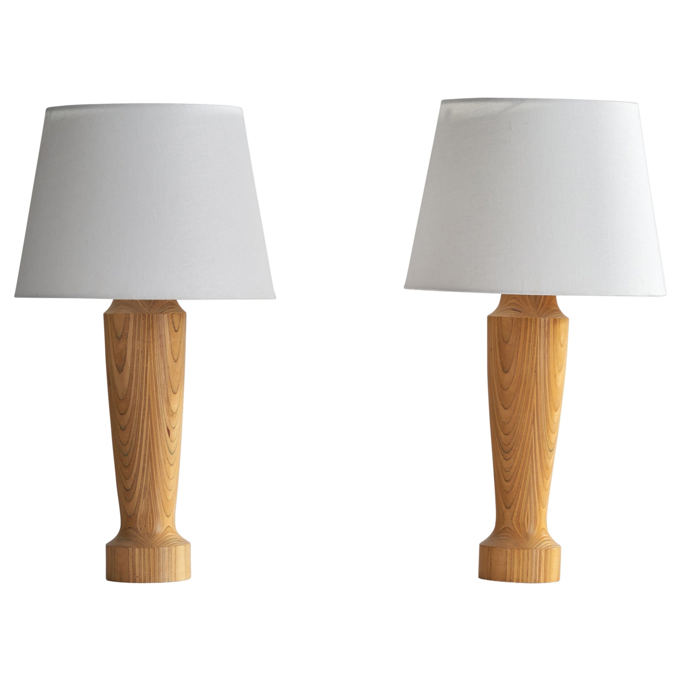 Swedish Designer, Table Lamps, Pine, Sweden, 1960s