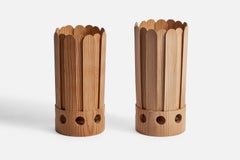 Swedish Designer, Table Lamps, Pine, Sweden, 1970s